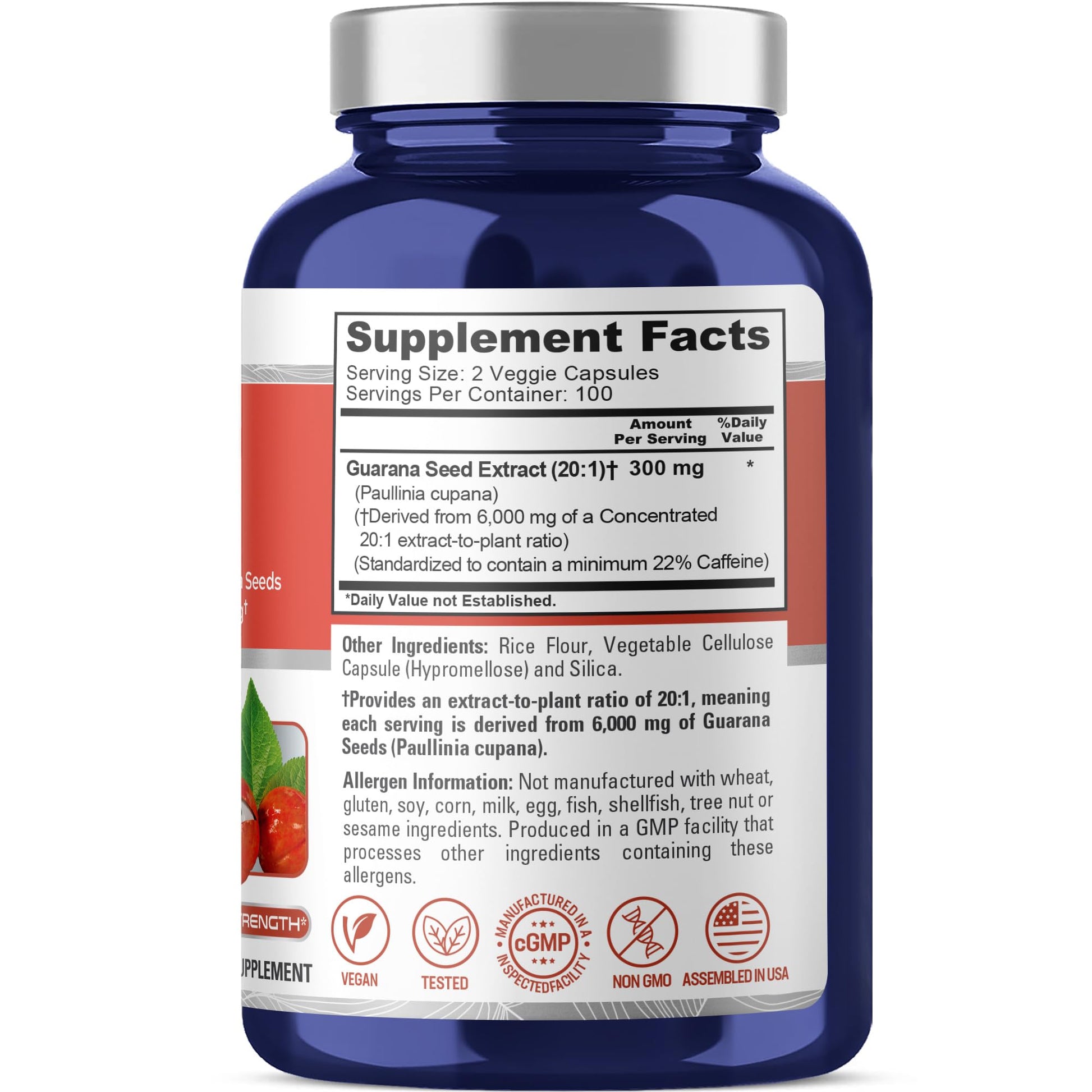 NusaPure Guarana Extract 20:1 Extract, 300 mg Equivalent to 6,000 mg per Veggie Caps 200 Count (Non-GMO, Vegan) NusaPure buy supplements canada
