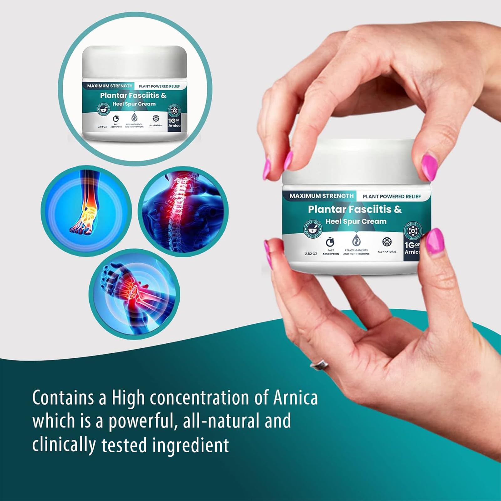 M PAIN MANAGEMENT TECHNOLOGIES Plantar Fasciitis And Heel Spur Cream By PMT - Cream For Foot Relief. High Concentration of Arnica; Vitamin B6, MSM, Glucosamine - To Soothe and Relieve - 2.82 OZ M PAIN MANAGEMENT TECHNOLOGIES buy supplements canada