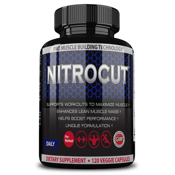 NITROCUT Pre Workout Supplement -120 Capsules - Nitric Oxide Supplements - l arginine NITROCUT buy supplements canada
