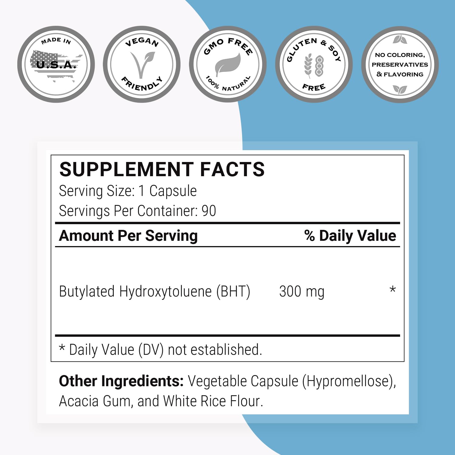 Supersmart - BHT Supplement 300mg per Day - Butylated Hydroxytoluene | Non-GMO & Gluten Free - 90 Vegetarian Capsules Supersmart buy supplements canada