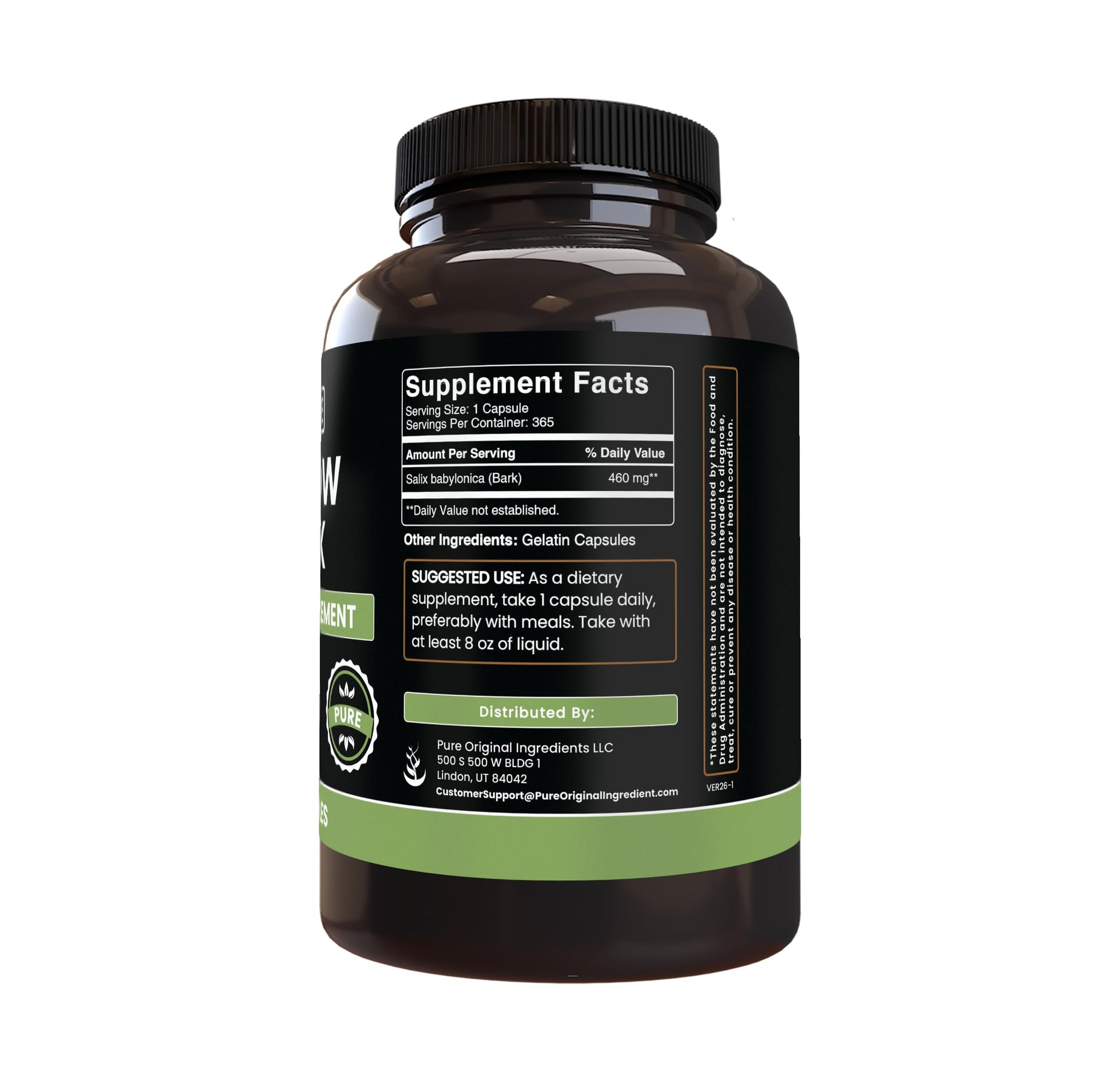 PURE ORIGINAL INGREDIENTS Willow Bark Extract (365 Capsules) No Magnesium Or Rice Fillers, Always Pure, Lab Verified PURE ORIGINAL INGREDIENTS buy supplements canada