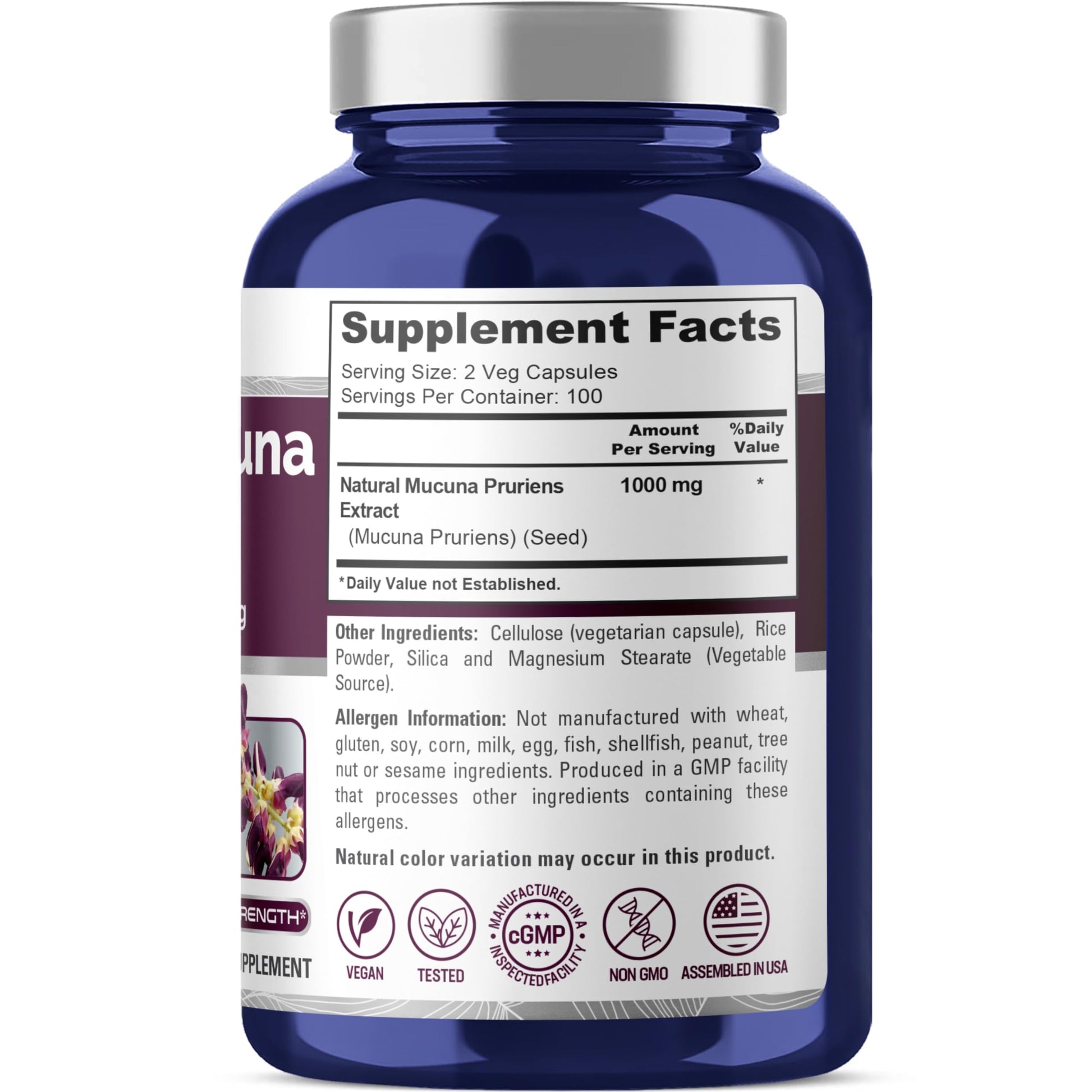 NusaPure Mucuna Pruriens 1000mg 200 Veggie Caps (Non-GMO, 100% Vegetarian, Vegan) NusaPure buy supplements canada