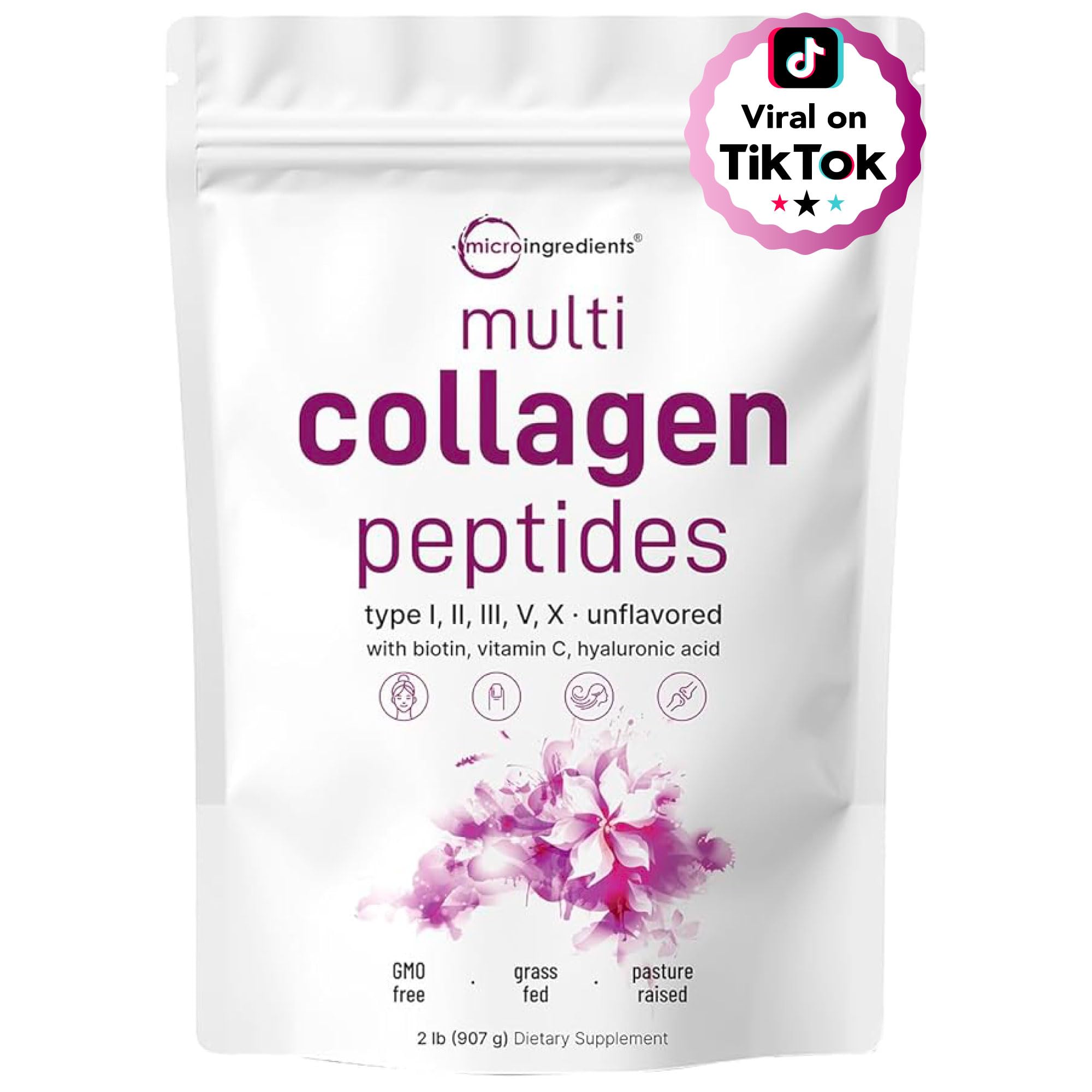 Micro Ingredients Multi Collagen Peptides Powder, 2lb – Hydrolyzed Type I,II,III,V,X with Biotin, Hyaluronic Acid, Vitamin C – Unflavored Collagen for Women & Men Micro Ingredients buy supplements canada