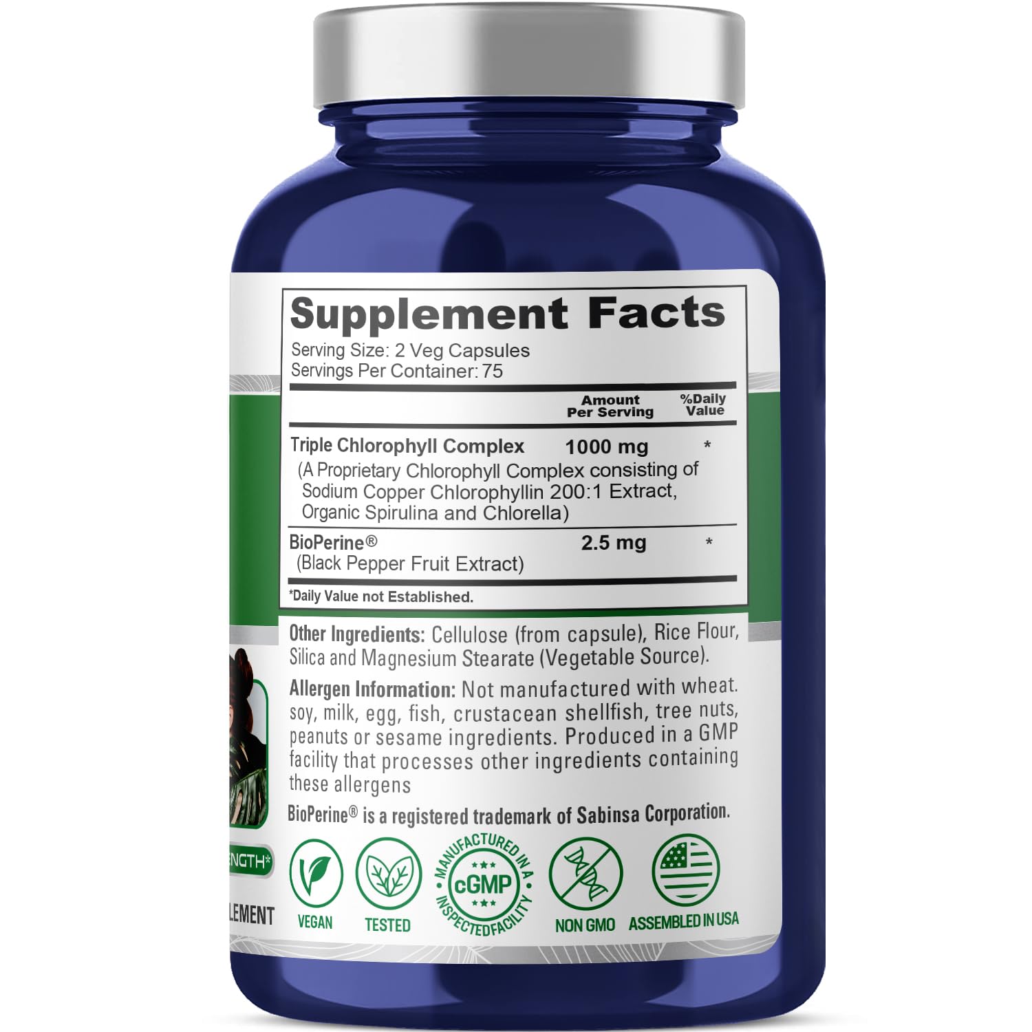 NusaPure High Absorption Triple Chlorophyll 1000 mg 150 Veg Caps Suitable for Vegetarians and Vegans, Non-GMO NusaPure buy supplements canada
