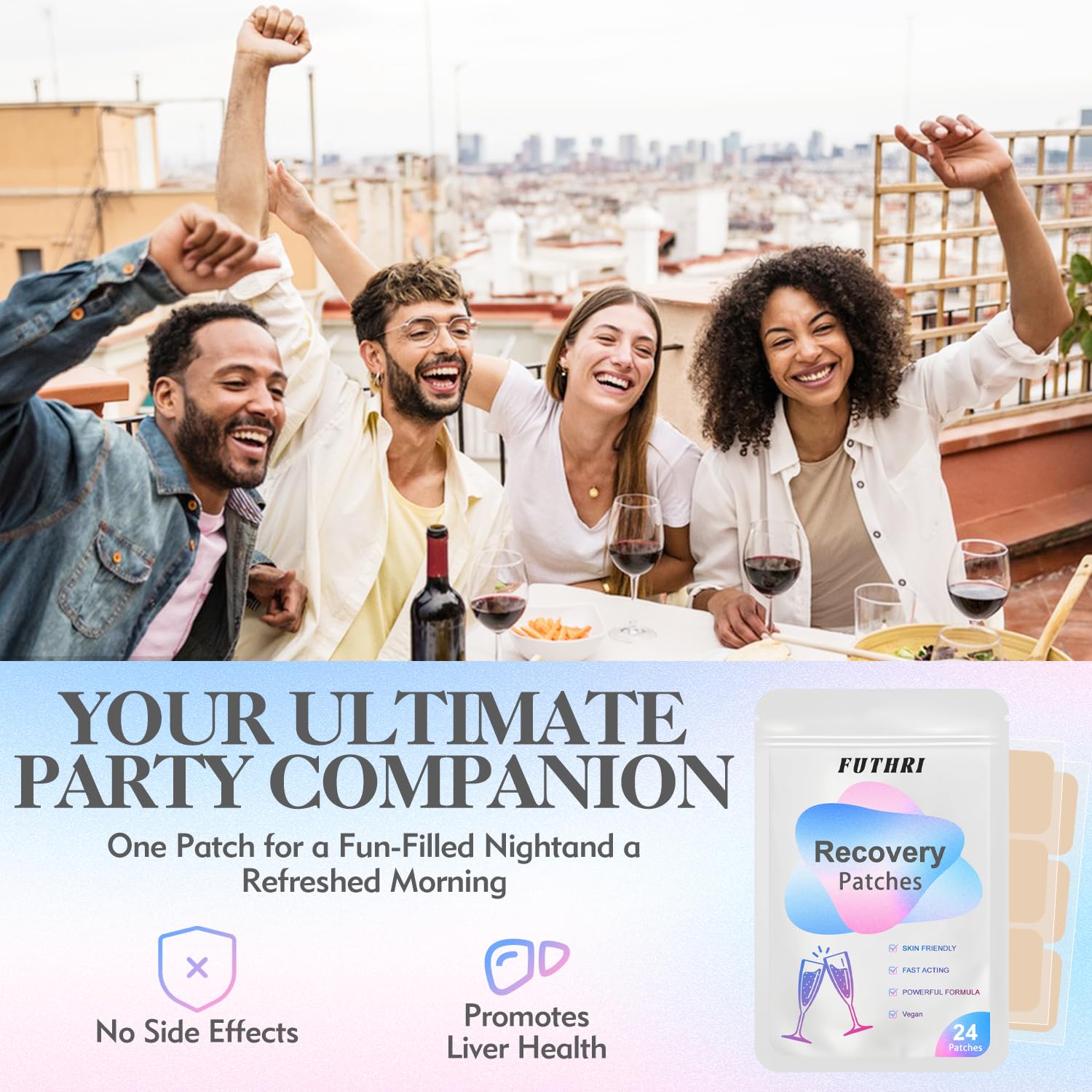 FUTHRI Recovery Patch 24 Pack: Wake Up Refreshed with Natural Ingredients - Waterproof & Skin-Friendly - Pre-Drink Patch for Festivals & Nights Out FUTHRI buy supplements canada