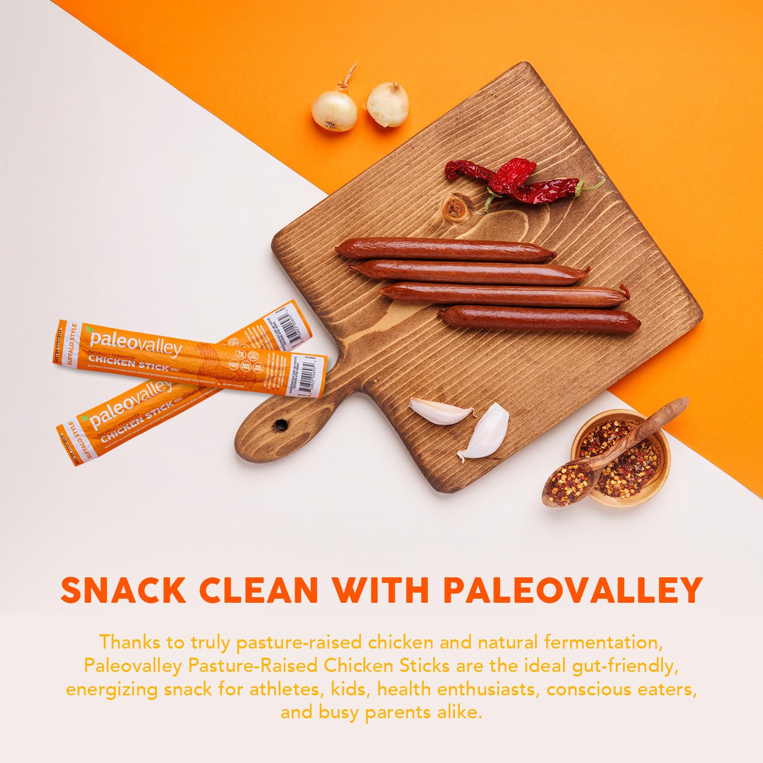 Paleovalley Pasture-Raised Chicken Sticks – 10 Pack – 7g Protein per Stick – Keto-Friendly, Paleo, Gluten-Free, Nitrate-Free – On-the-Go Snack (10 Pack, Buffalo) Paleovalley buy supplements canada