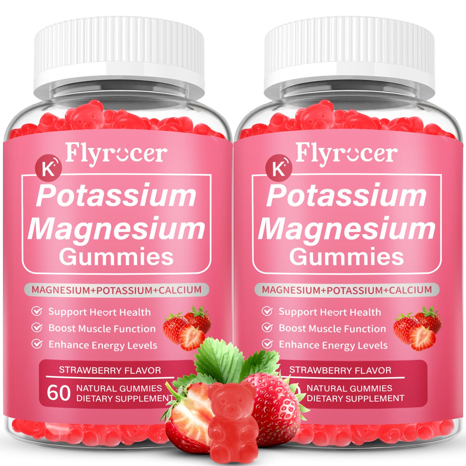 2 Pack Potassium Magnesium Gummies for Men & Women, Potassium Magnesium Supplement for Leg Cramps, Muscle Health, & Electrolyte Balance, Strawberry Flavor, 120 Gummies Flyrocer buy supplements canada