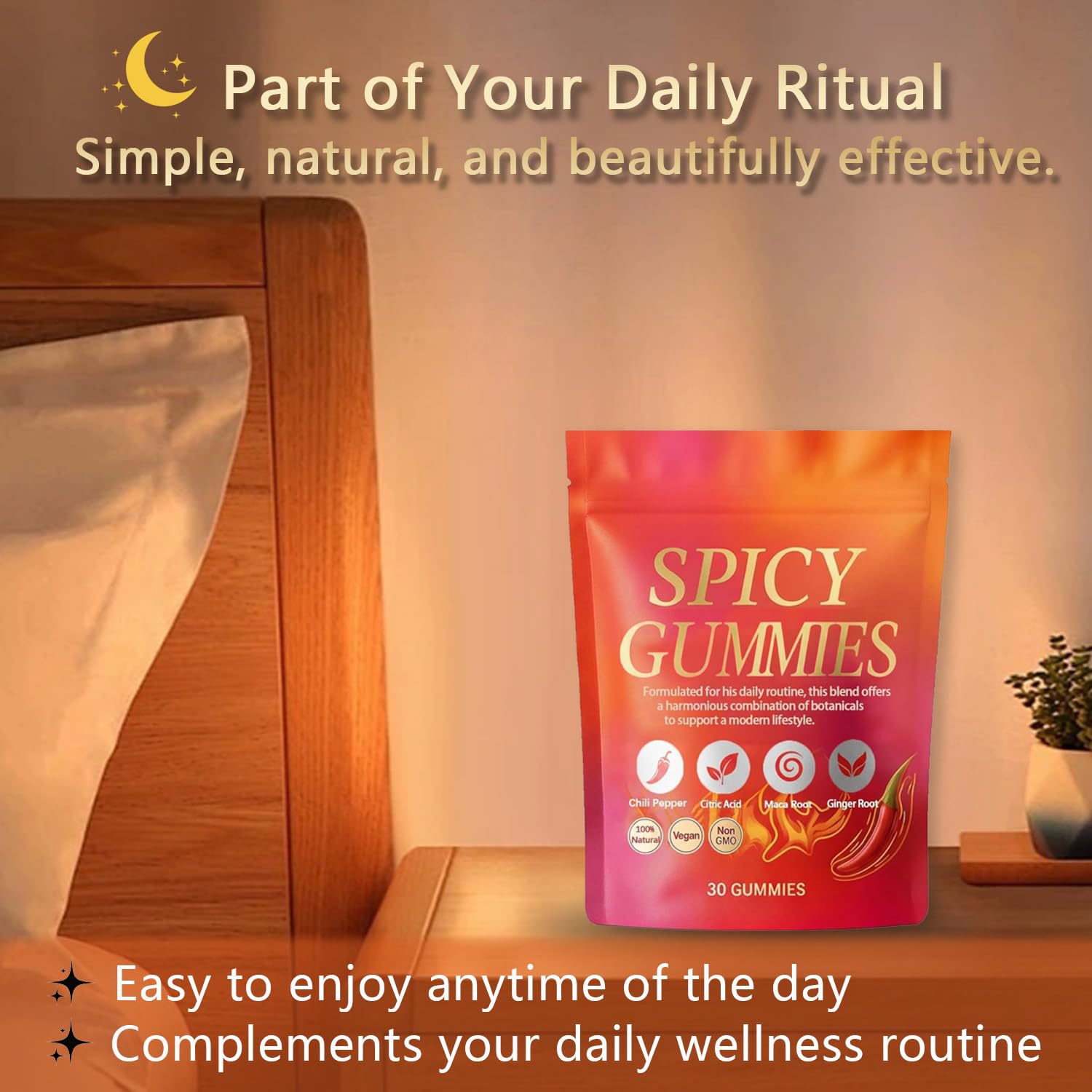 Spicy Gummy, Hot Peach Gummies – Natural Chili Flavor, Promote Calmness and Intimacy Wellness, 30 Gummies Voererh buy supplements canada