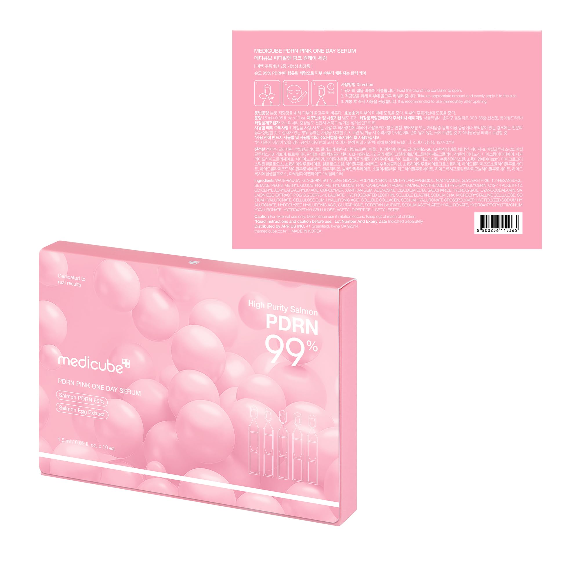 medicube Salmon DNA PDRN Pink One Day Serum | 99% Salmon DNA PDRN Intensive Ampoule, Collagen, Glutathione medicube buy supplements canada