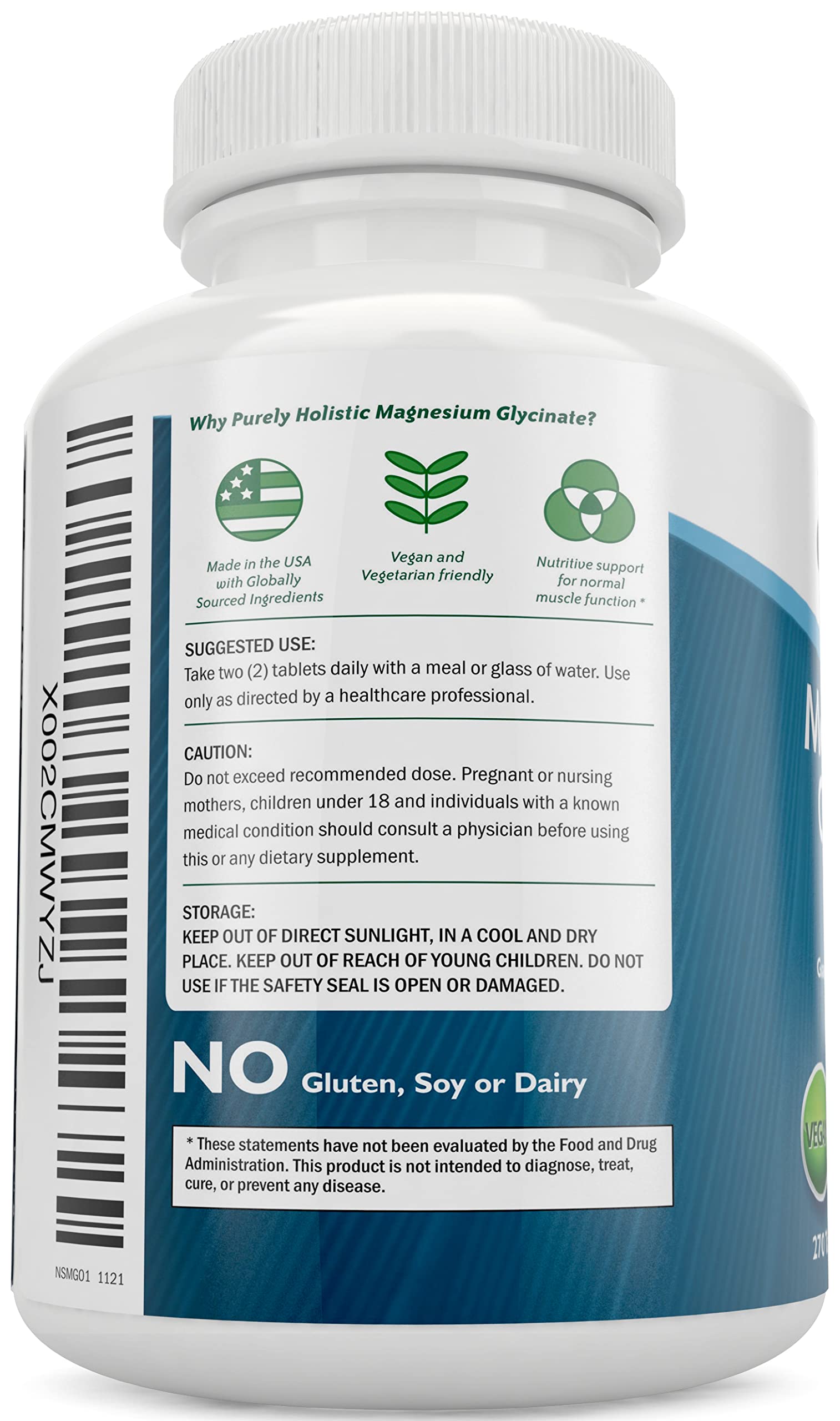 Magnesium Glycinate 400mg - 270 Magnesium Tablets (not Capsules) - 400 mg Elemental Magnesium - Highly Bioavailable - Vegan and Vegetarian - for Improved Sleep, Stress Relief & Cramp Defense Purely Holistic buy supplements canada