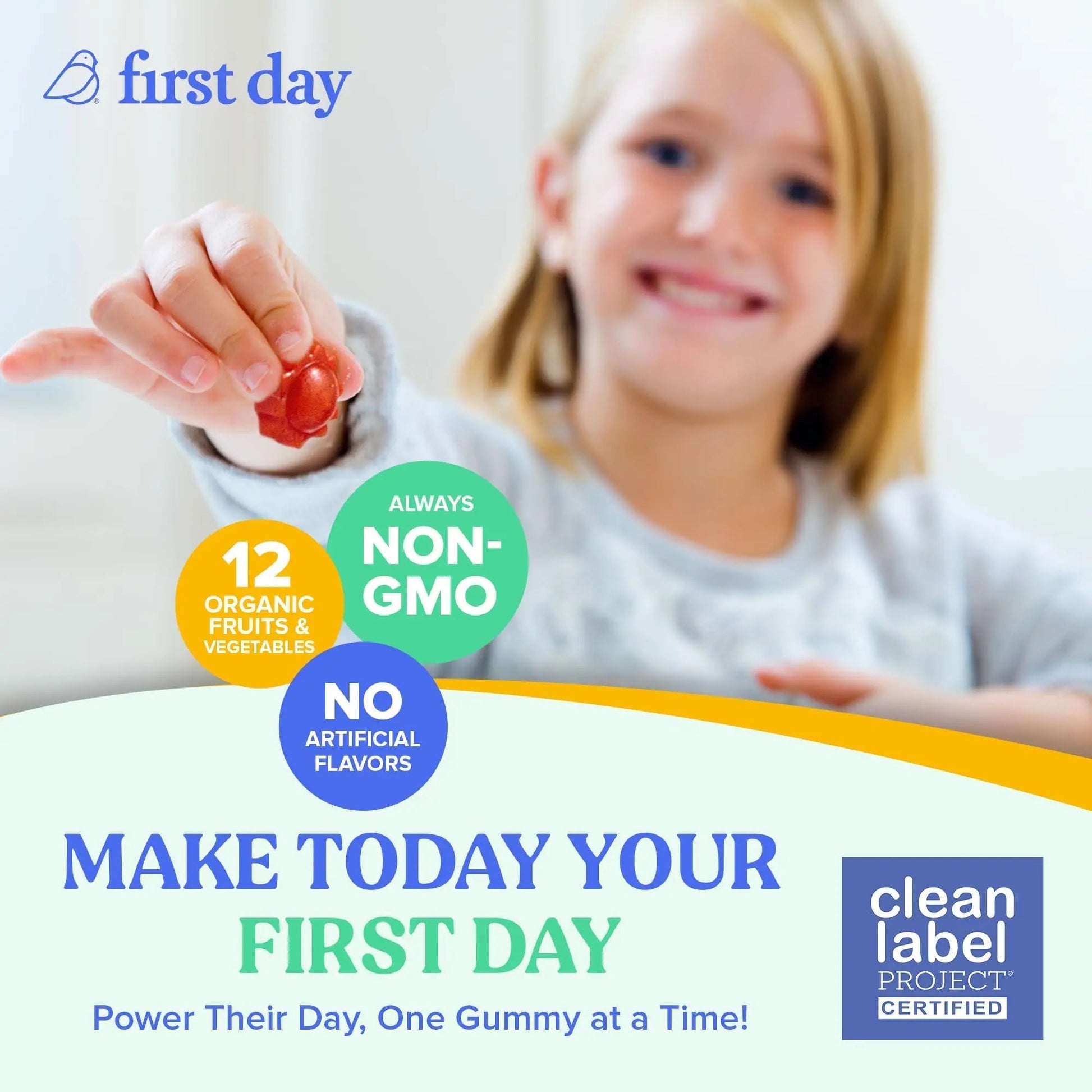 FIRST DAY Toddler Multivitamin Gummies (Ages 2-3)| Kids Multivitamin Gummies with Vitamins A C D3, B2, B12, Choline, Folate and 21 Organic Superfoods| (30 Day Supply) FIRST DAY buy supplements canada