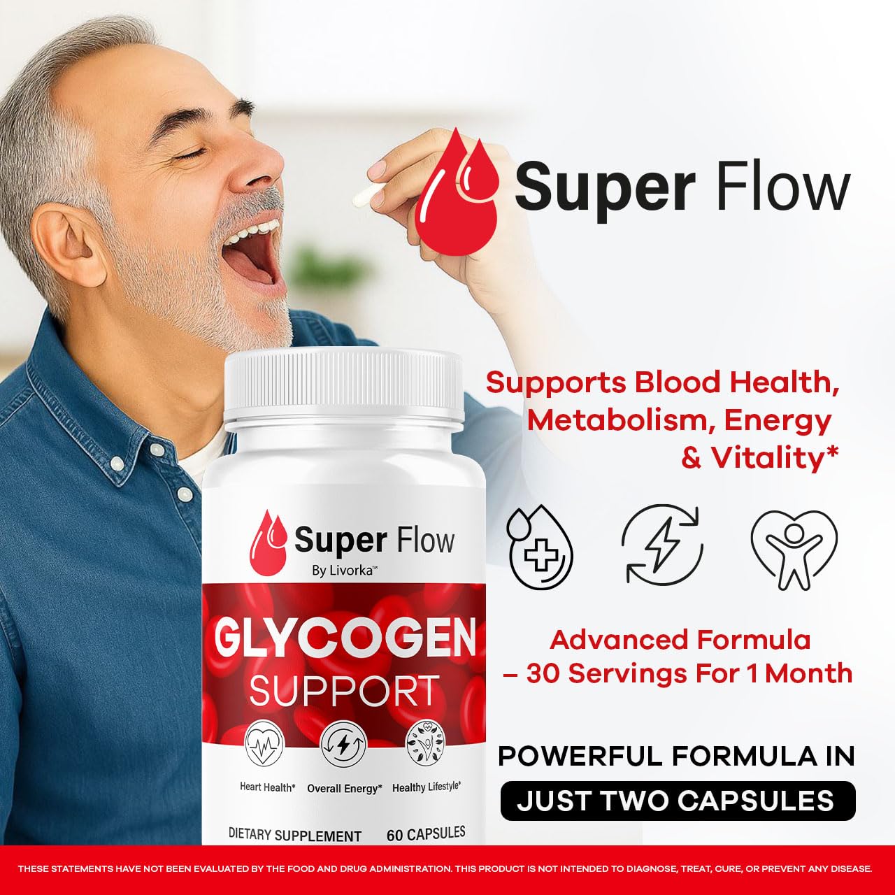 (2 Pack) Super Flow Glycogen Capsules - Official SuperFlow Advanced Glycogen Support Pills - Maximum Strength, Natural Formula Vitamins for Overall Health & Wellness Reviews, 120 Capsules for 2 Months LIVORKA buy supplements canada