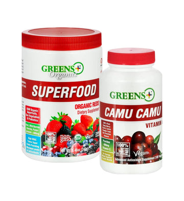 Greens+ Organic Reds Superfood Powder Camu Camu Dietary 400mg Vitamin C SuperFruit Supplement 120 Capsules, 100% Natural, Vitamins & Minerals, Vegan, Soy/Dairy/Gluten Free Greens+ buy supplements canada