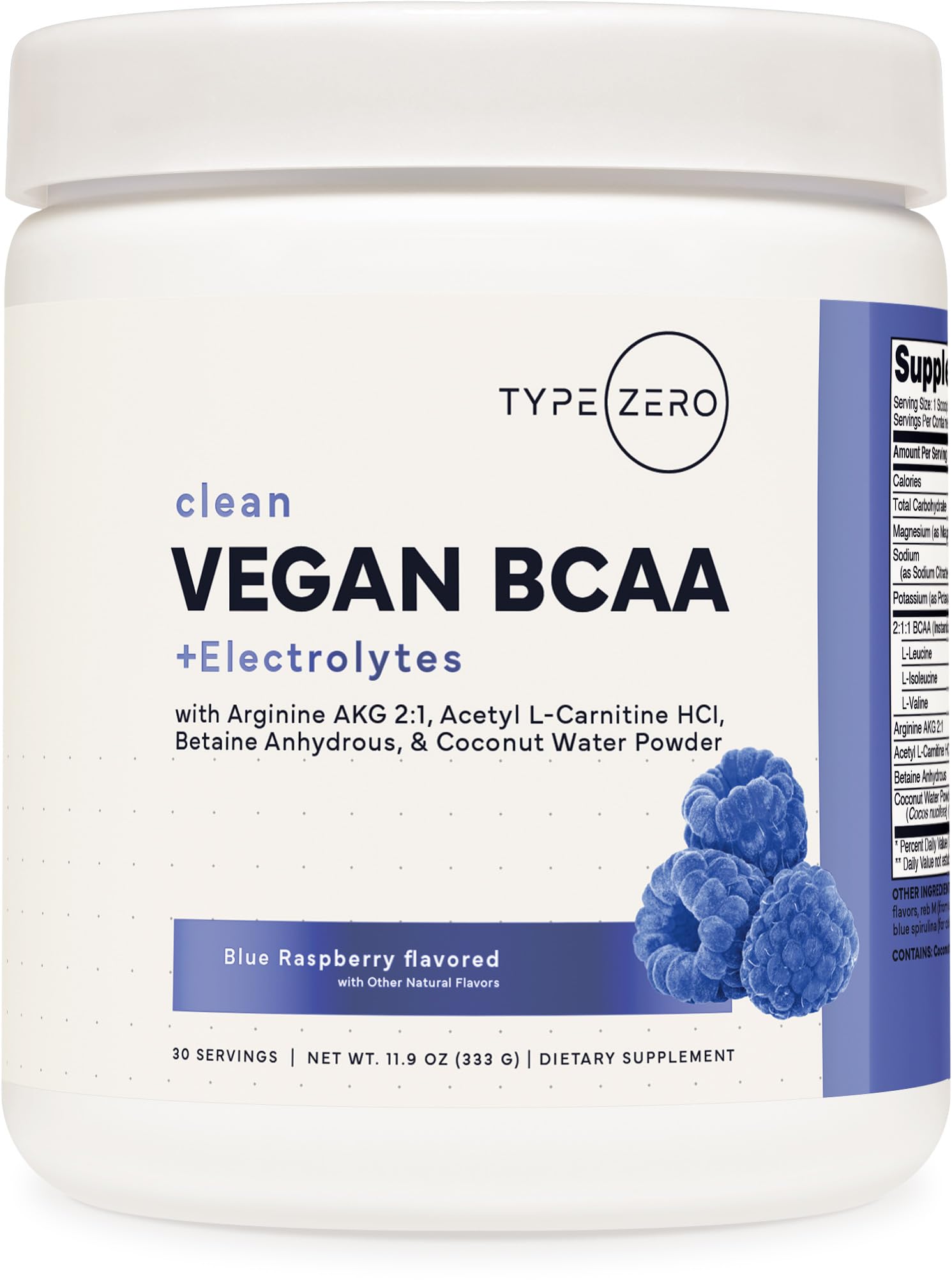 Type Zero Ultra Clean Vegan BCAA Powder + Electrolytes (Blue Raspberry | 6G) 2:1:1 Sugar-Free/No Sucralose BCAAs Amino Acids Supplement - BCAA Vegan Amino Acids After Workout Drink, 30 Servings Type Zero buy supplements canada