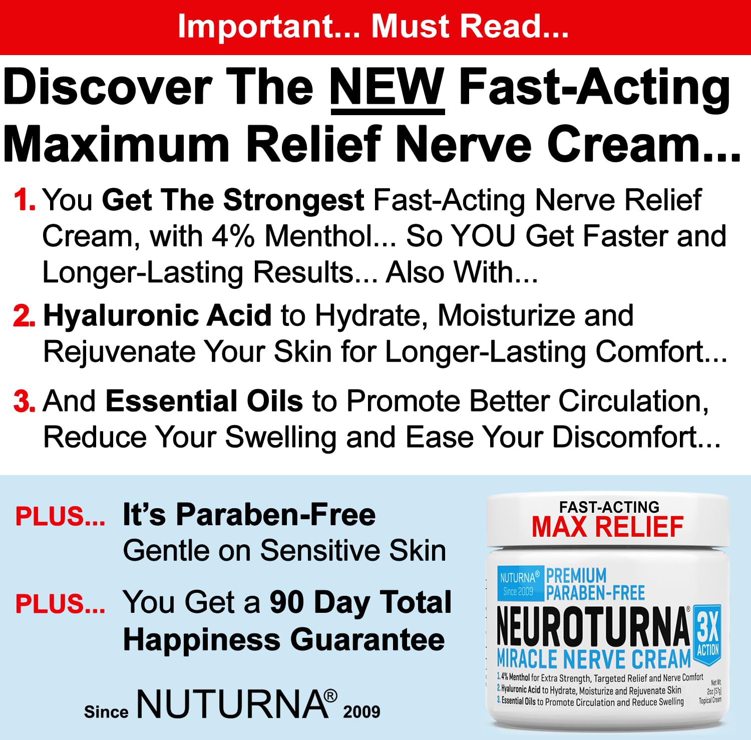 Neuropathy Nerve Relief Cream - Premium Nerve Cream 3X Action for Targeted Relief and Soothing Nerve Comfort - Maximum Strength with 4% Menthol, MSM for Feet Hands Legs Toes & Back - Extra Large 6 Oz Nuturna buy supplements canada