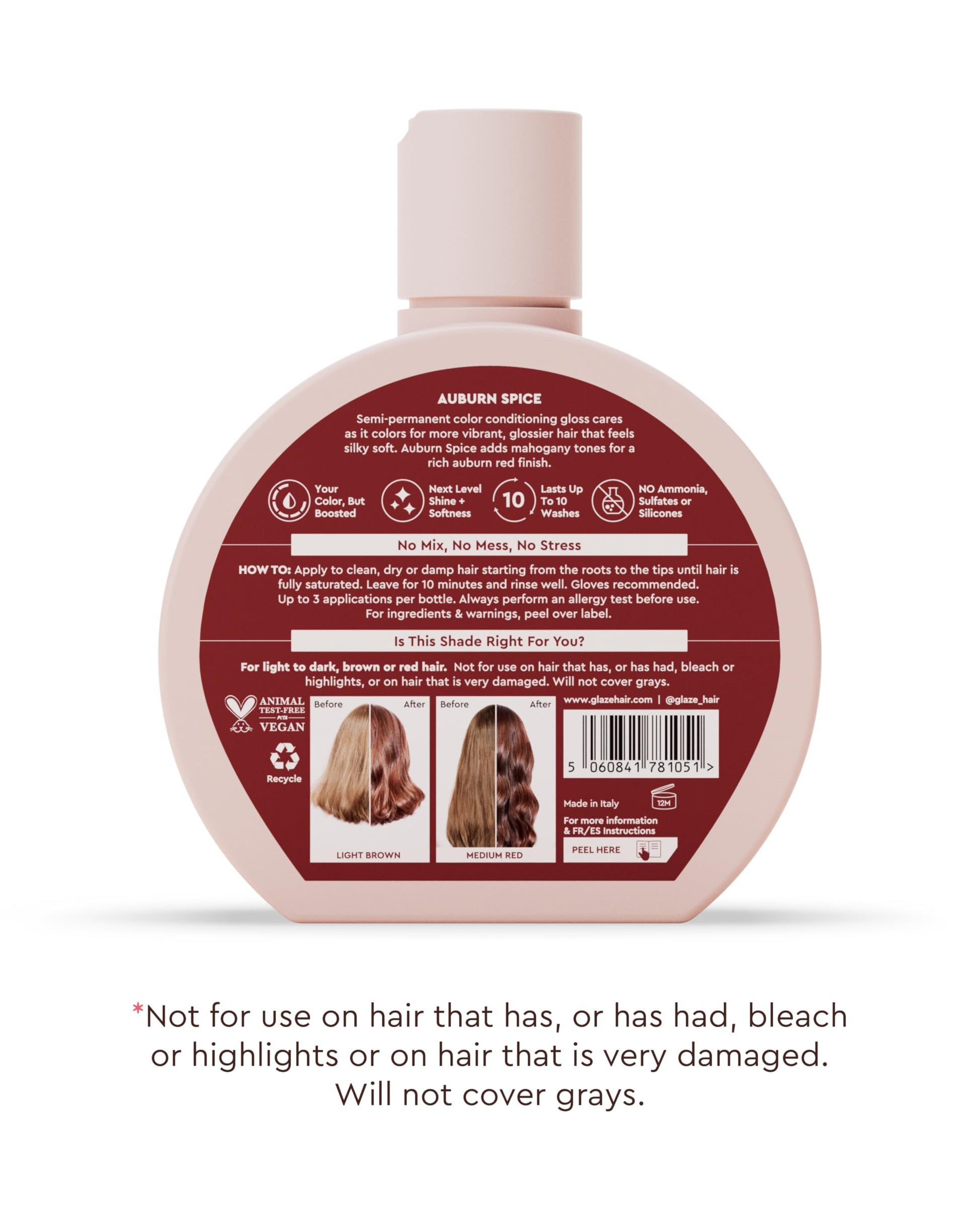 Glaze Color Conditioning Gloss - Tinted Moisturizer for Brown or Red Hair, Boosts Color and Shine, Repairs Damage - Auburn Spice, 6.4 oz glaze buy supplements canada