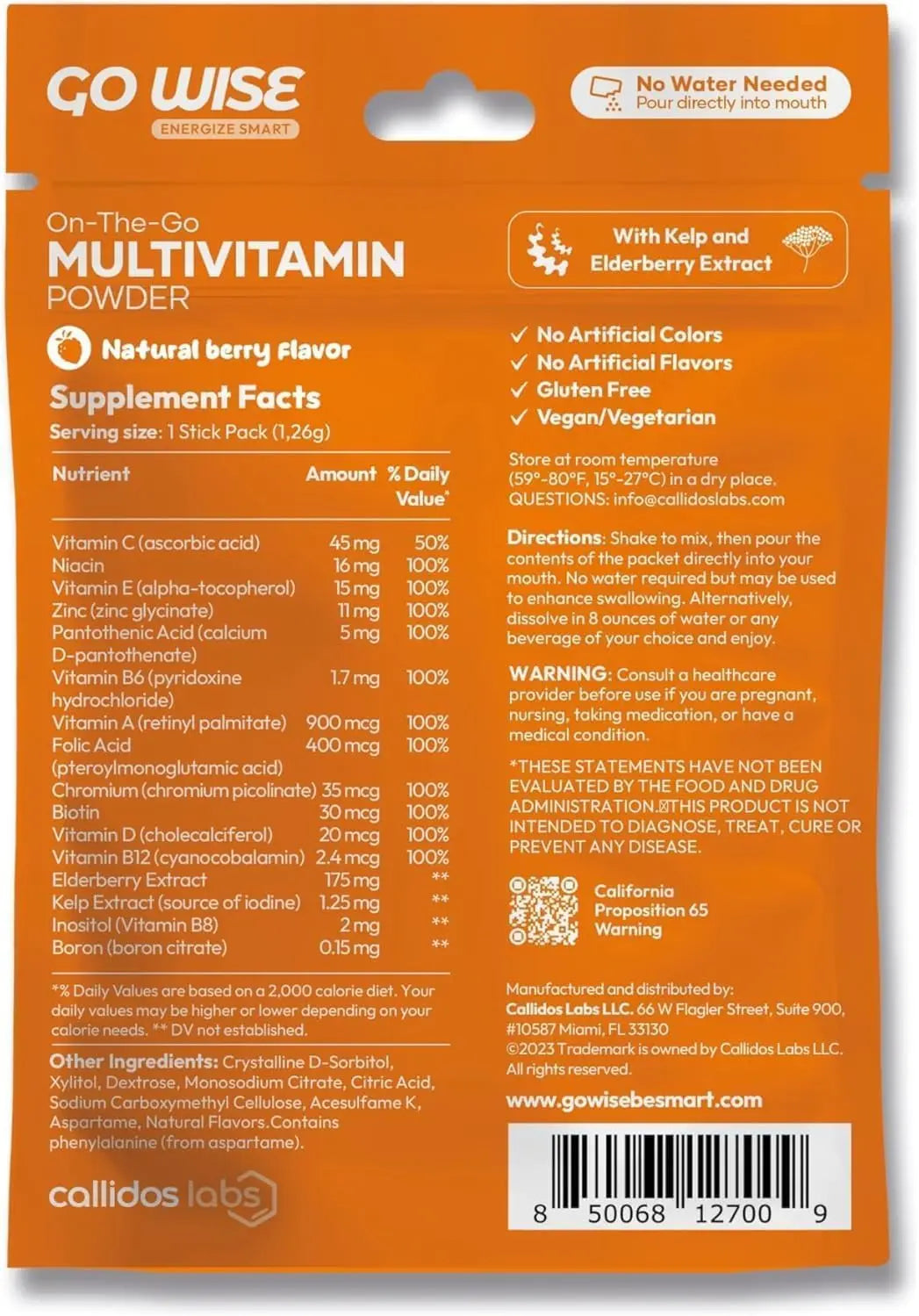 Go Wise On The Go Multivitamin Powder, 14 Vegan Daily Vitamin Packets for Men & Women, Natural Berry Flavor Go Wise buy supplements canada
