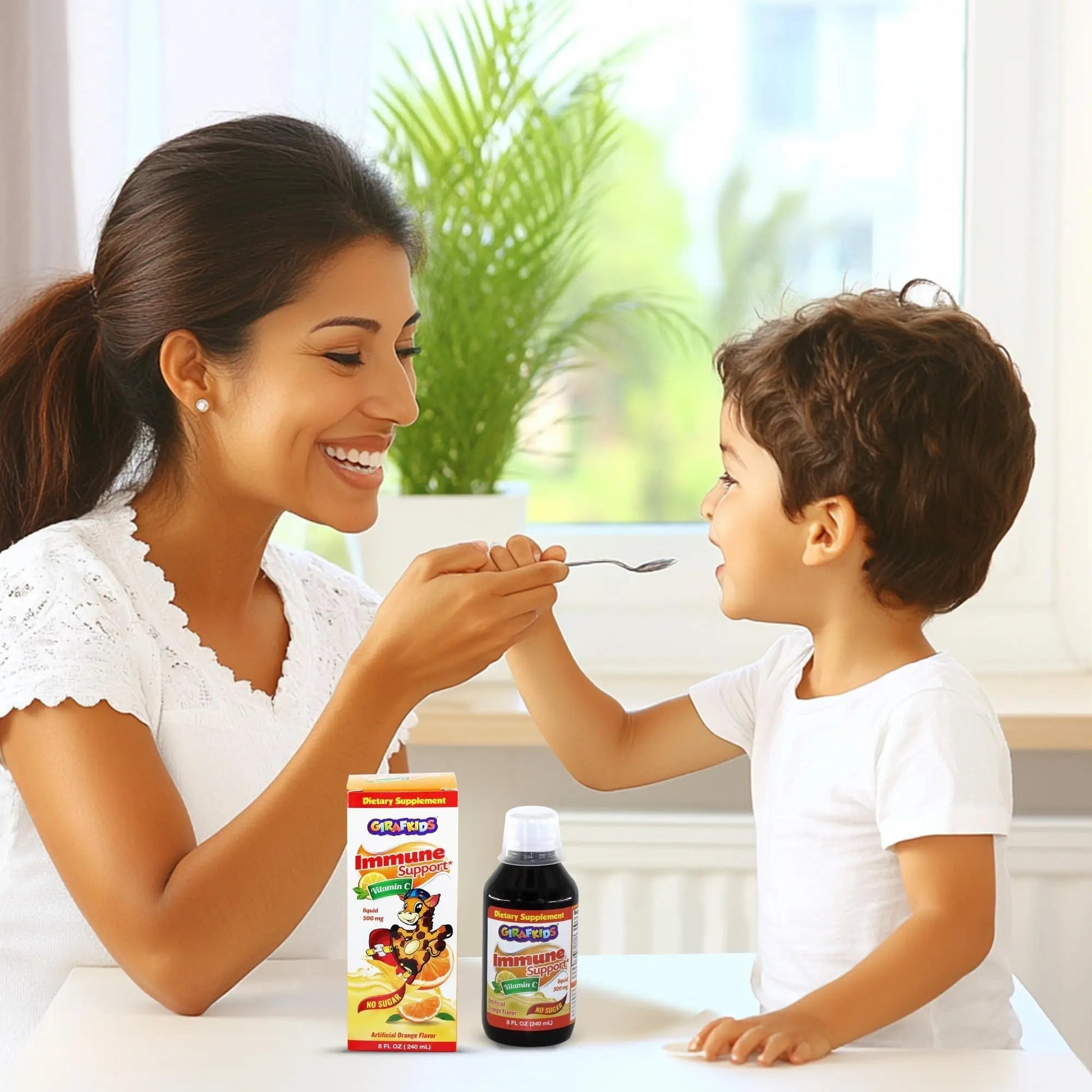 GirafKids Multivitamin Syrup + Liquid Vitamin C Bundle for Kids Ages 4+ | Omega-3, Beta Glucan, Folic Acid & Antioxidant Support | Peach & Orange Flavors PHARMADEL buy supplements canada
