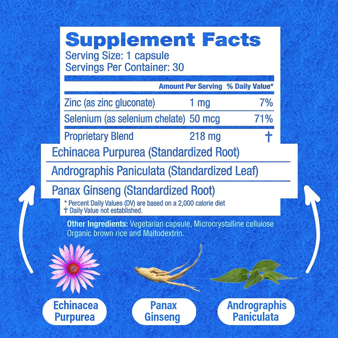 HybridCR Rapid Immunity Supplement | Zinc, Echinacea, Andrographis, Ginseng, Selenium, Gluten-Free & Non-GMO | 5-in-1 Immune Support Supplement | Pharmacist Formulated 1 Month Supply (30 Veggie Caps) Hybrid Remedies buy supplements canada