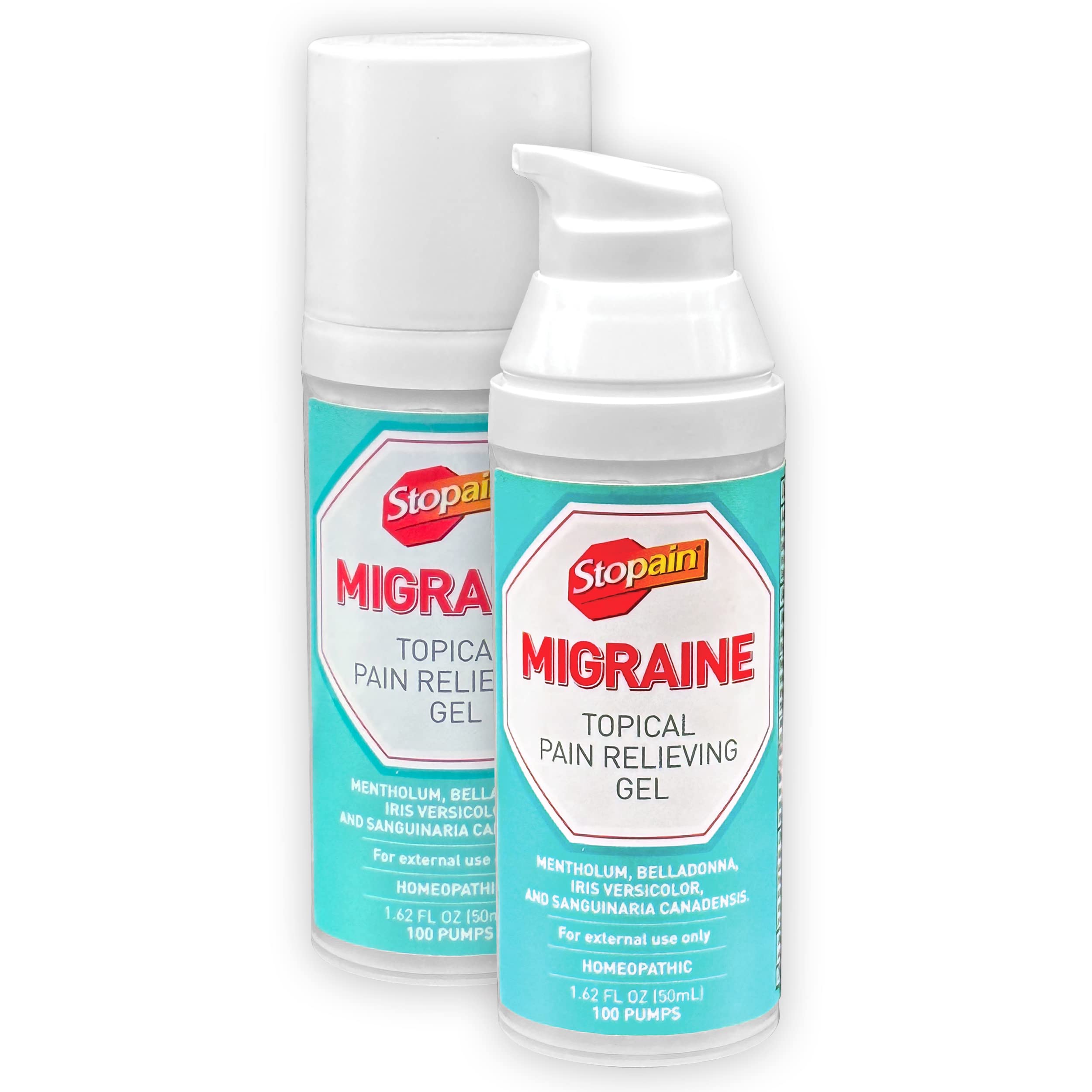 Stopain Migraine Pain Relief Gel Pump, 1.62oz (2 Pack), USA Made, Max Strength Fast Acting Research Proven Effective Topical, No Known Side Effects or Drug Interactions, HSA FSA Approved Products Stopain buy supplements canada