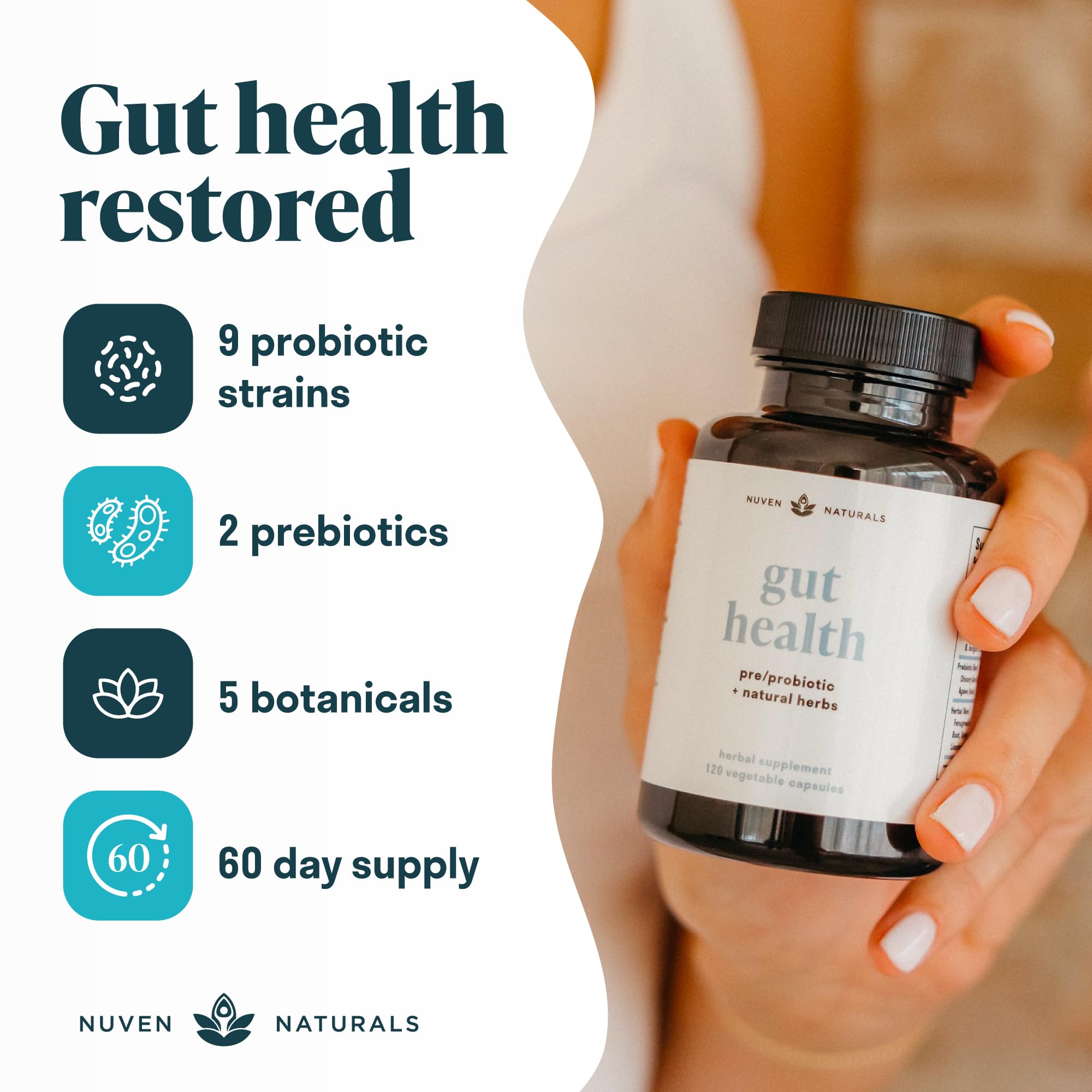 Nuven Naturals All-in-One Gut Health w/Probiotics, Prebiotics, Digestion-Supporting Herbs Nuven Naturals buy supplements canada