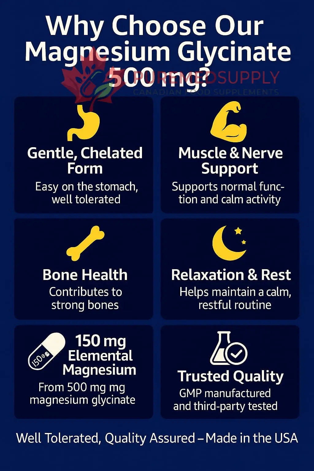 Magno-Humphries Magnesium Glycinate 500 mg - 100 Capsules | Gentle Chelated Form | Muscle, Nerve & Bone Support | Dietary Supplement | GMP Manufactured in The USA Magno-Humphries buy supplements canada