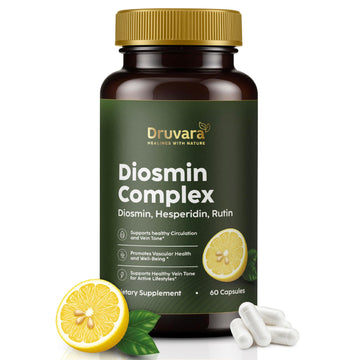 Druvara Diosmin Hesperidin with Rutin & B Vitamins | Vein Support Supplement for Leg Comfort, Healthy Circulation, Vein Strength & Improved Mobility - 60 Capsules Druvara buy supplements canada