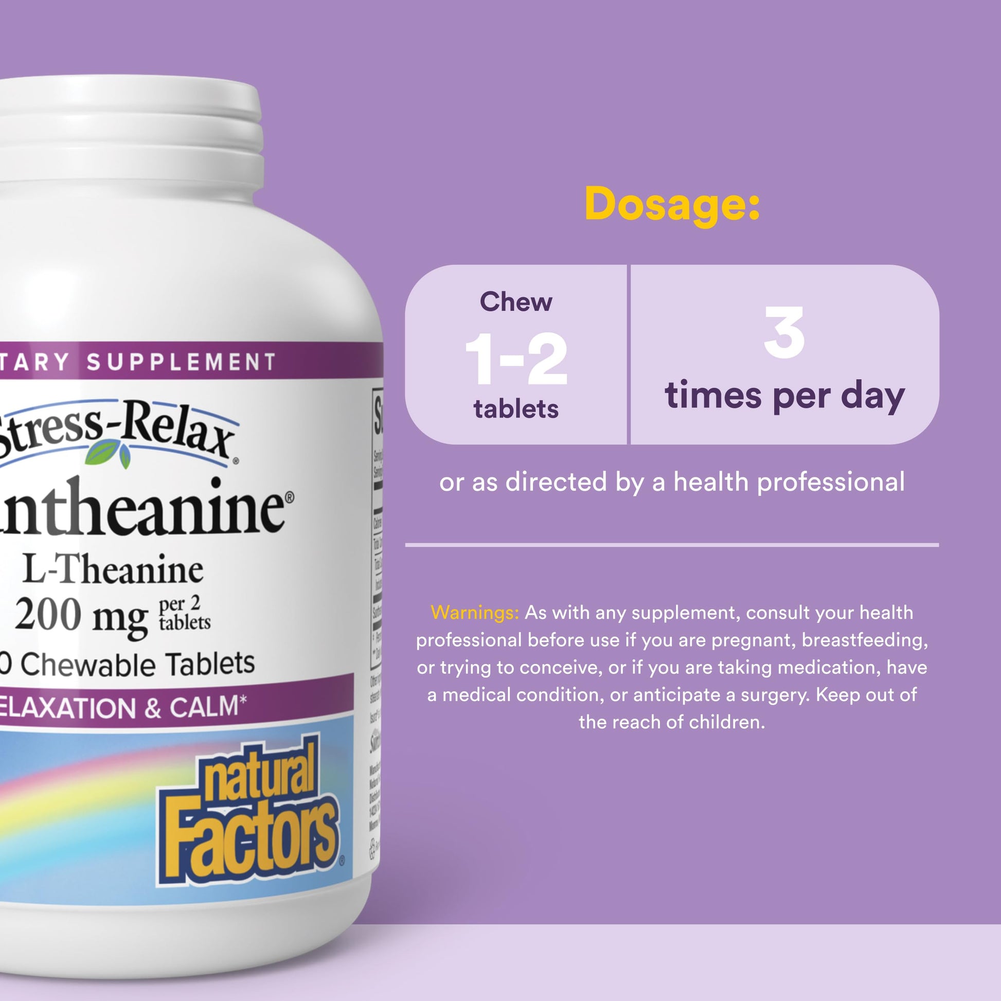 Natural Factors Suntheanine L-Theanine 100 mg - Health Supplement for Calm Outlook - L-Theanine Supplement Supports Relaxing Sleep & Aids Against Drowsiness Natural Factors buy supplements canada