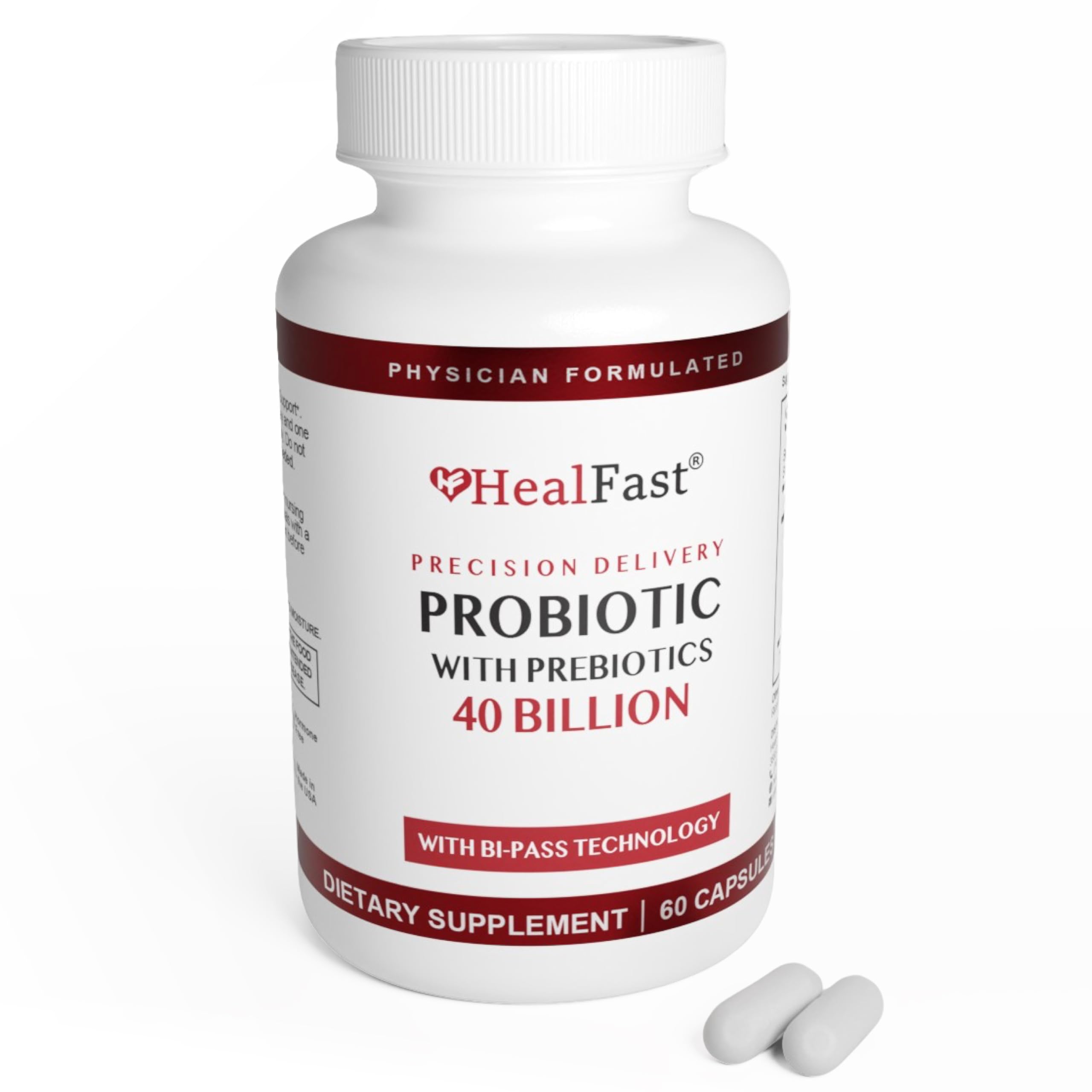 HealFast Physician Formulated Probiotic Supplement - 40 Billion CFU - Live Prebiotics and Probiotics for Men and Women - Probiotics for Gut Health - Non-GMO and Vegan - 30 Day Supply HealFast buy supplements canada