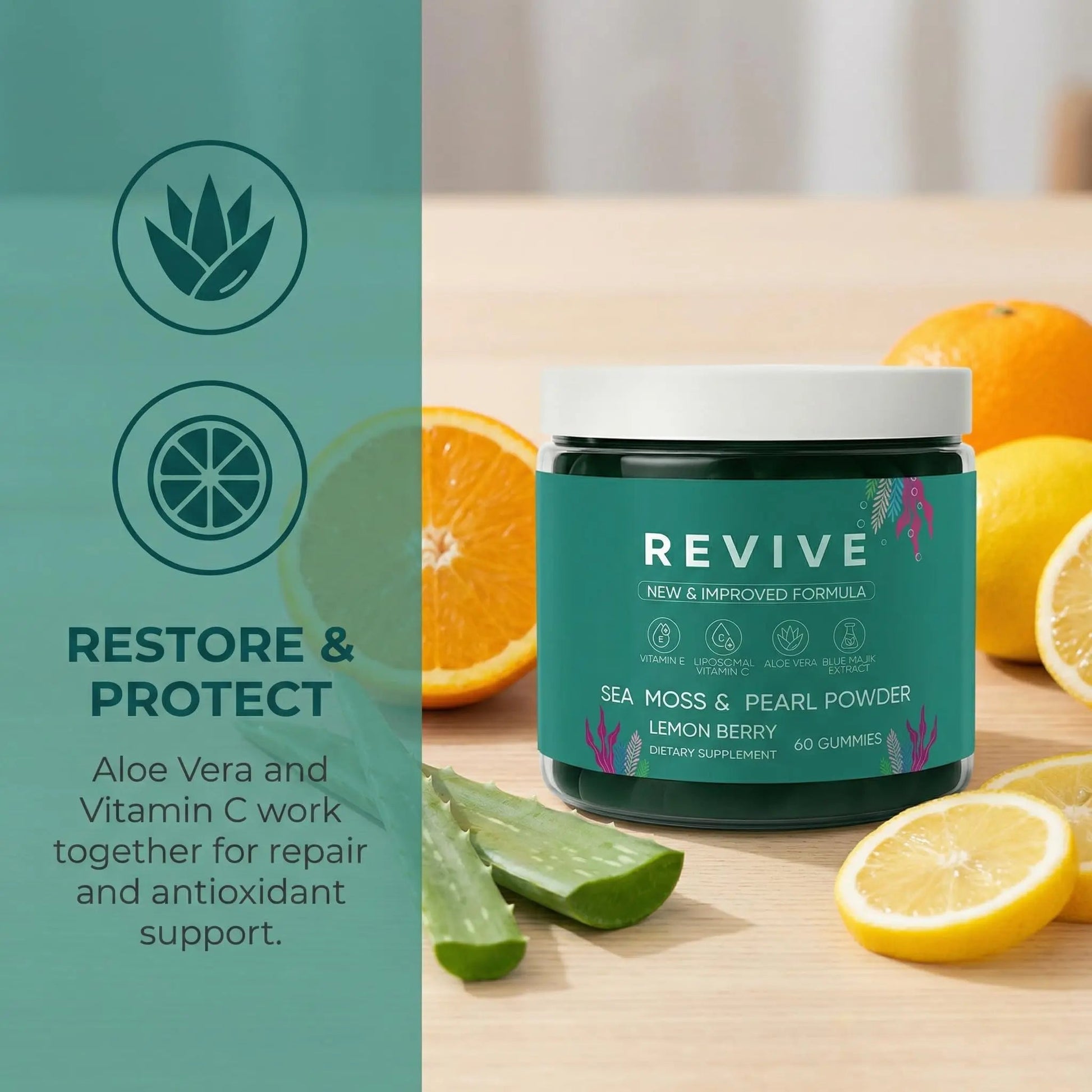 Balmbare Revive Gummies for Hair Loss - Sea Moss Gummies with Vitamin C, Vitamin E, Aloe Vera, Pearl Powder Supports Faster Hair Growth Rulinal buy supplements canada