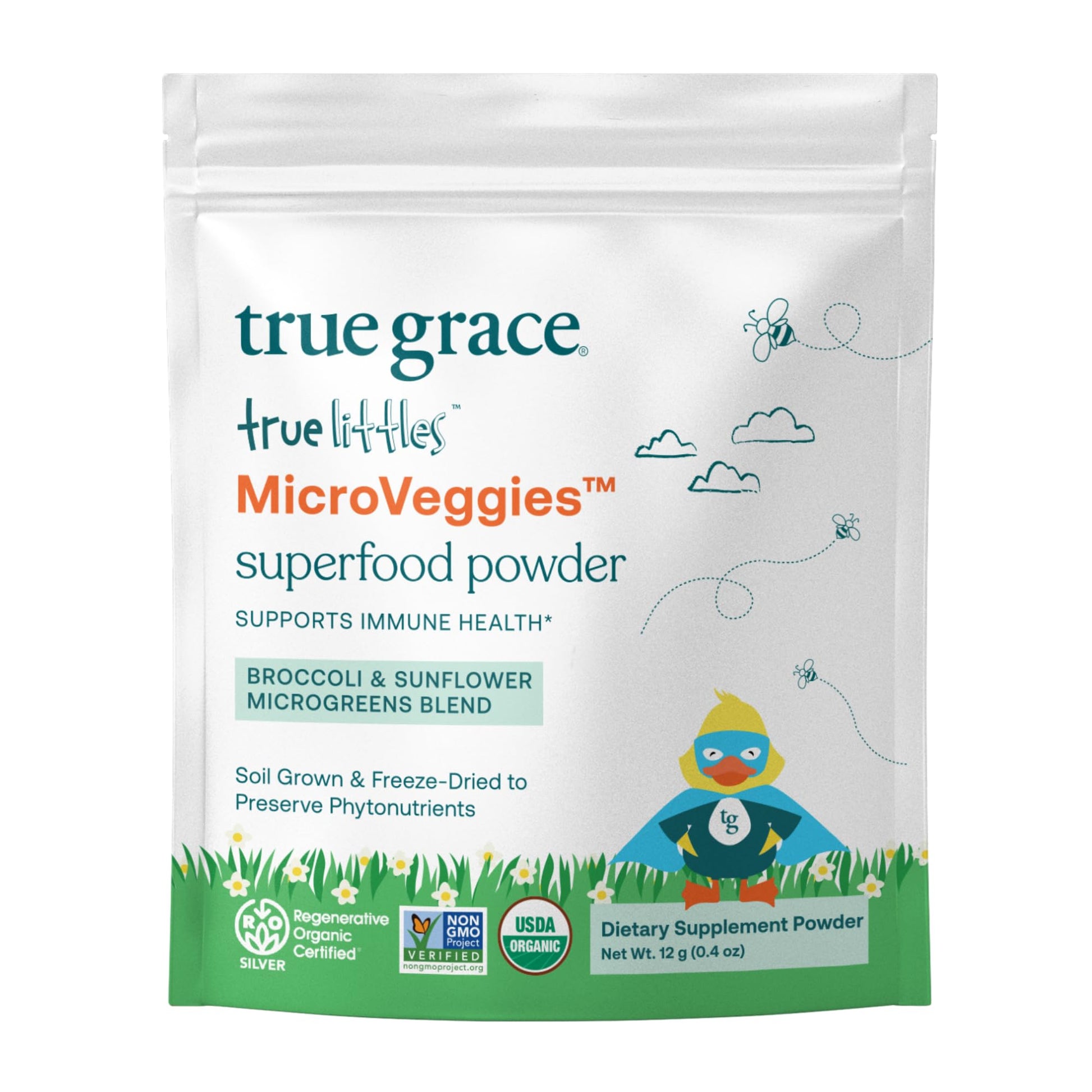 True Grace True Littles MicroVeggies - 0.4 oz - Kids Daily Superfood Powder for Immune Health - Gluten & Soy Free, Vegan, Regenerative Organic Certified - 30 Servings True Grace buy supplements canada