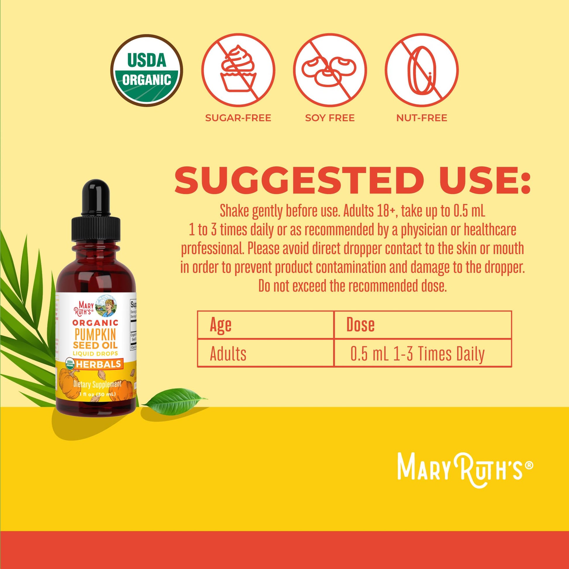 MaryRuth Organics Pumpkin Seed Oil Cold Pressed | 2 Month Supply | USDA Organic Pumpkin Seed Liquid Drops for Men and Women | Urinary Health in Men | Sugar Free | Vegan | Non-GMO | 60 Servings MARYRUTH'S buy supplements canada