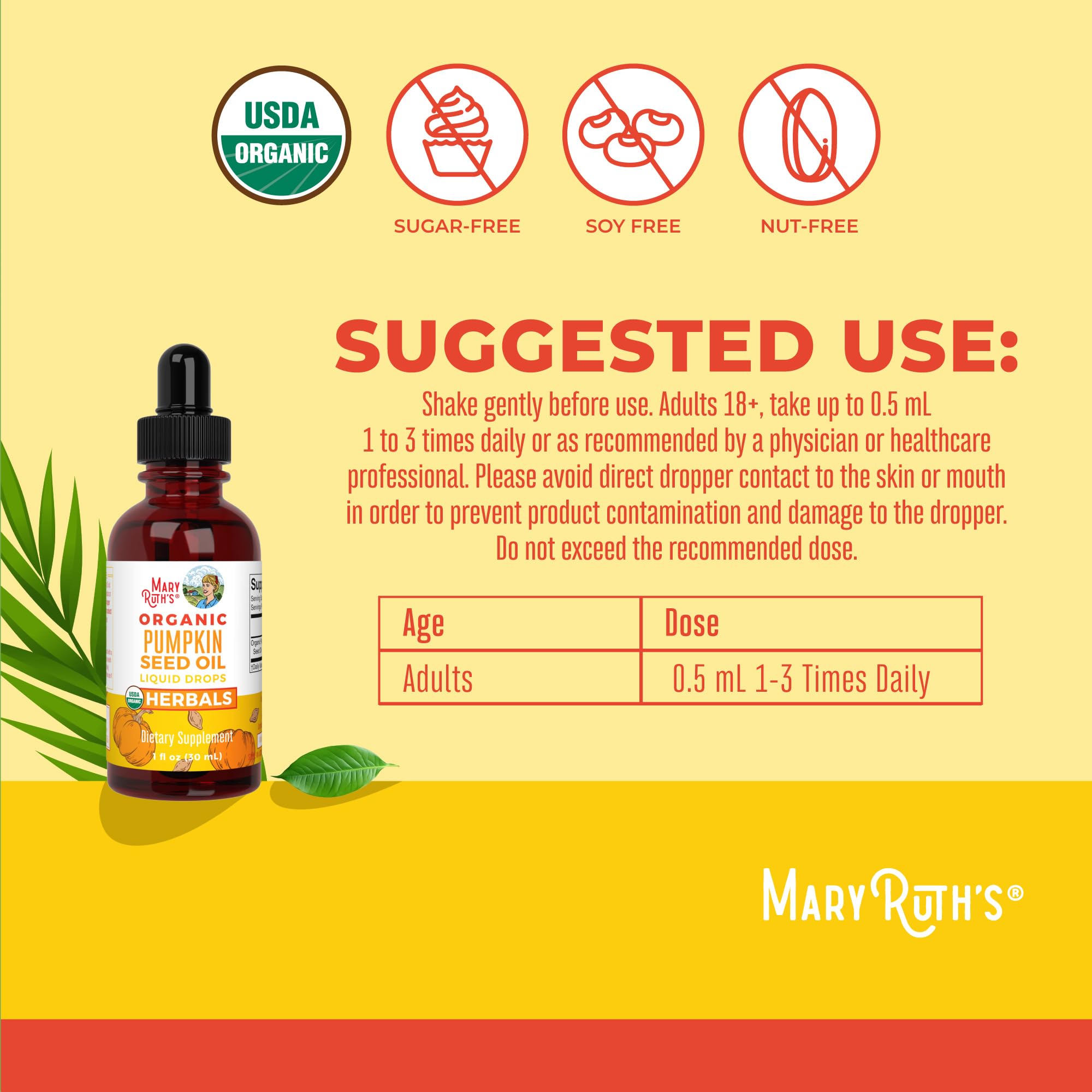 MaryRuth Organics Pumpkin Seed Oil Cold Pressed | 2 Month Supply | USDA Organic Pumpkin Seed Liquid Drops for Men and Women | Urinary Health in Men | Sugar Free | Vegan | Non-GMO | 60 Servings MARYRUTH'S buy supplements canada