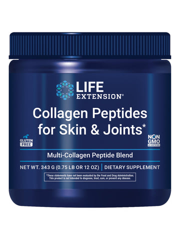 Life Extension Collagen Peptides for Skin & Joints, Collagen Types I, II & III in an Easy-Mix Powder, Gluten Free, Non-GMO, net Weight 343 Grams Life Extension buy supplements canada