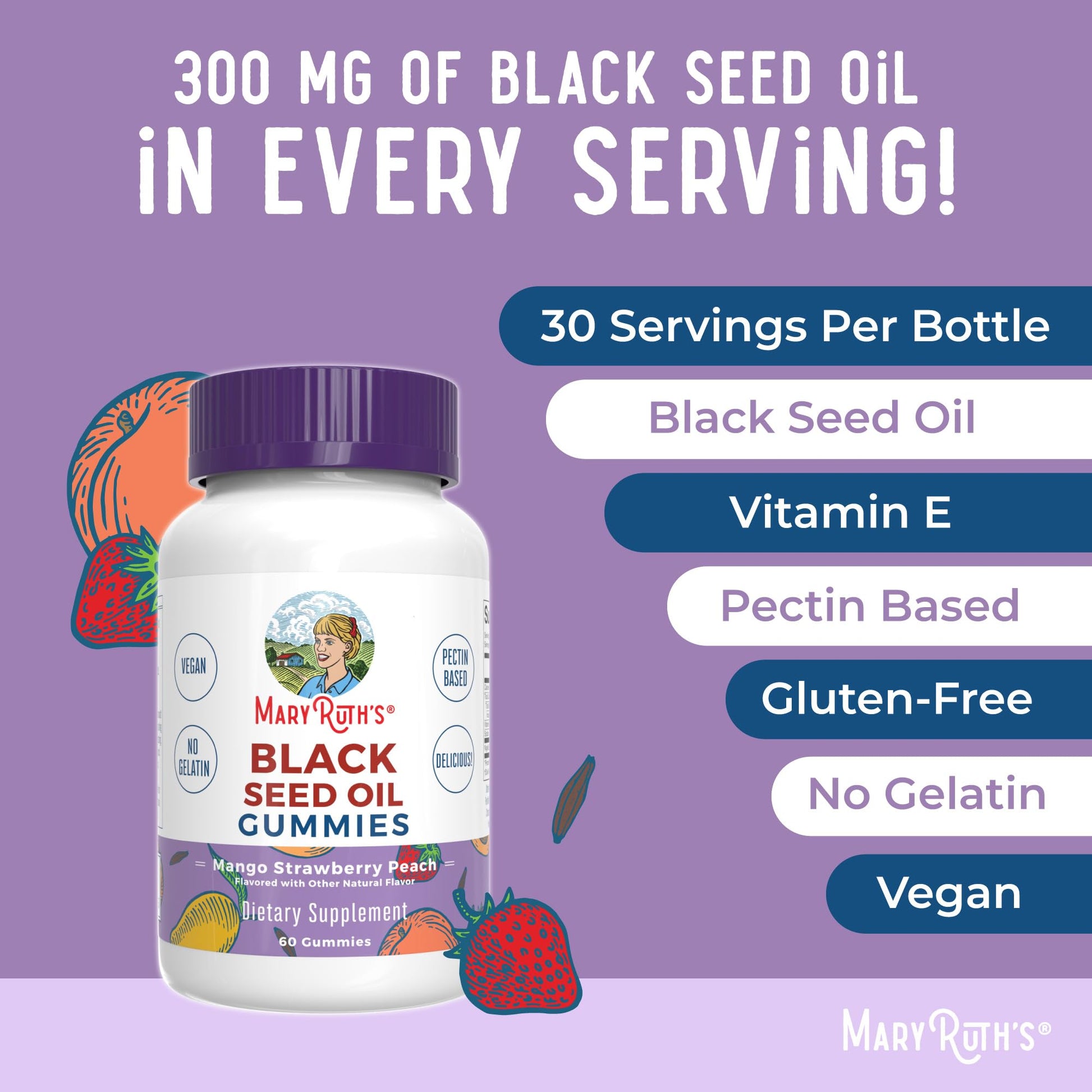 MaryRuth Organics Black Seed Oil Gummies | Black Cumin Seed Oil Supplement | Traditionally Used for Immune Support & Cardiovascular Health | Vegan | No Gelatin | Pectin Based | 60 Gummies MARYRUTH'S buy supplements canada
