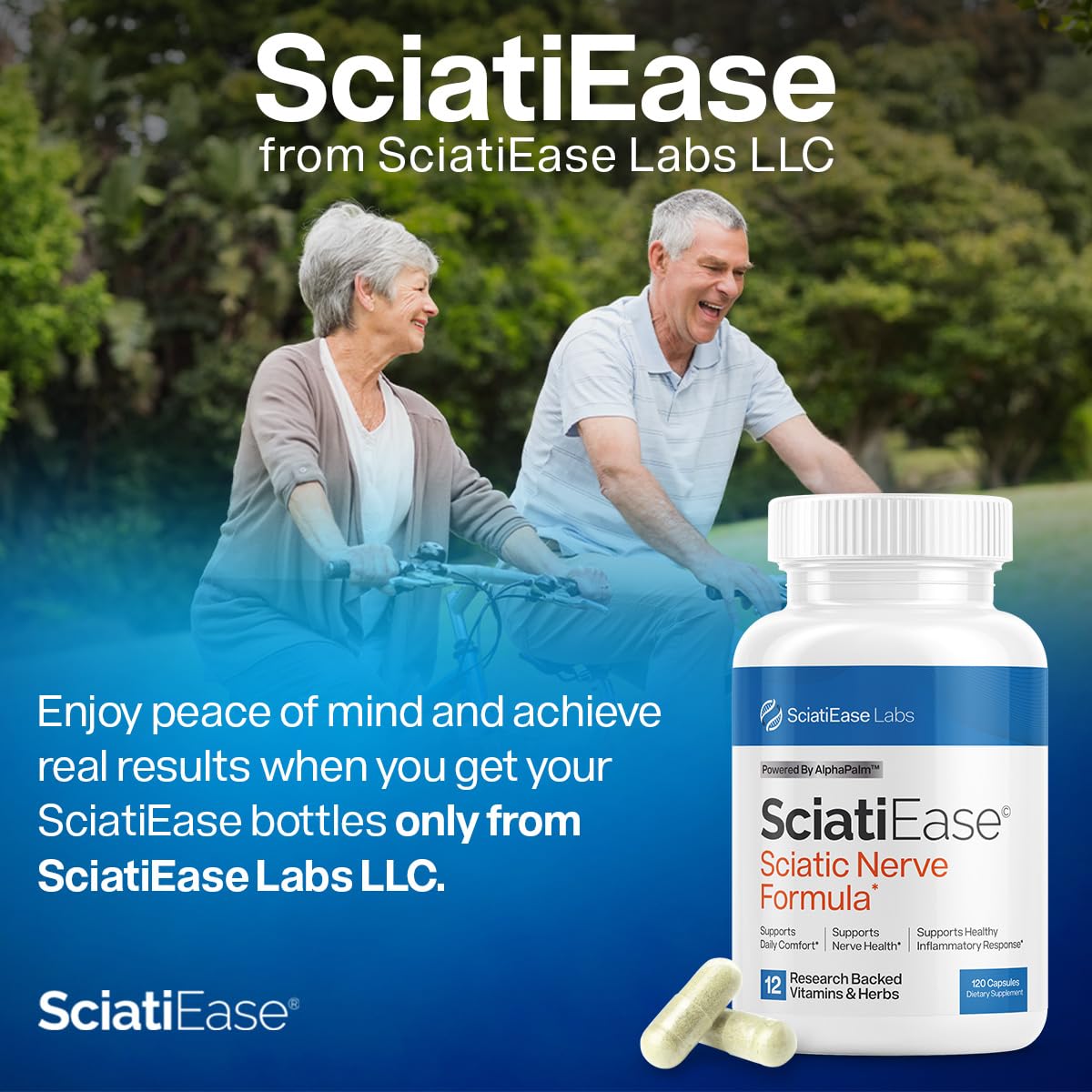 SciatiEase Sciatic Nerve Health Support Supplement - Nerve Support Formula with AlphaPalm, Pea, Vitamin B Complex, Alpha Lipoic Acid 300mg - 120 Capsules SciatiEase buy supplements canada