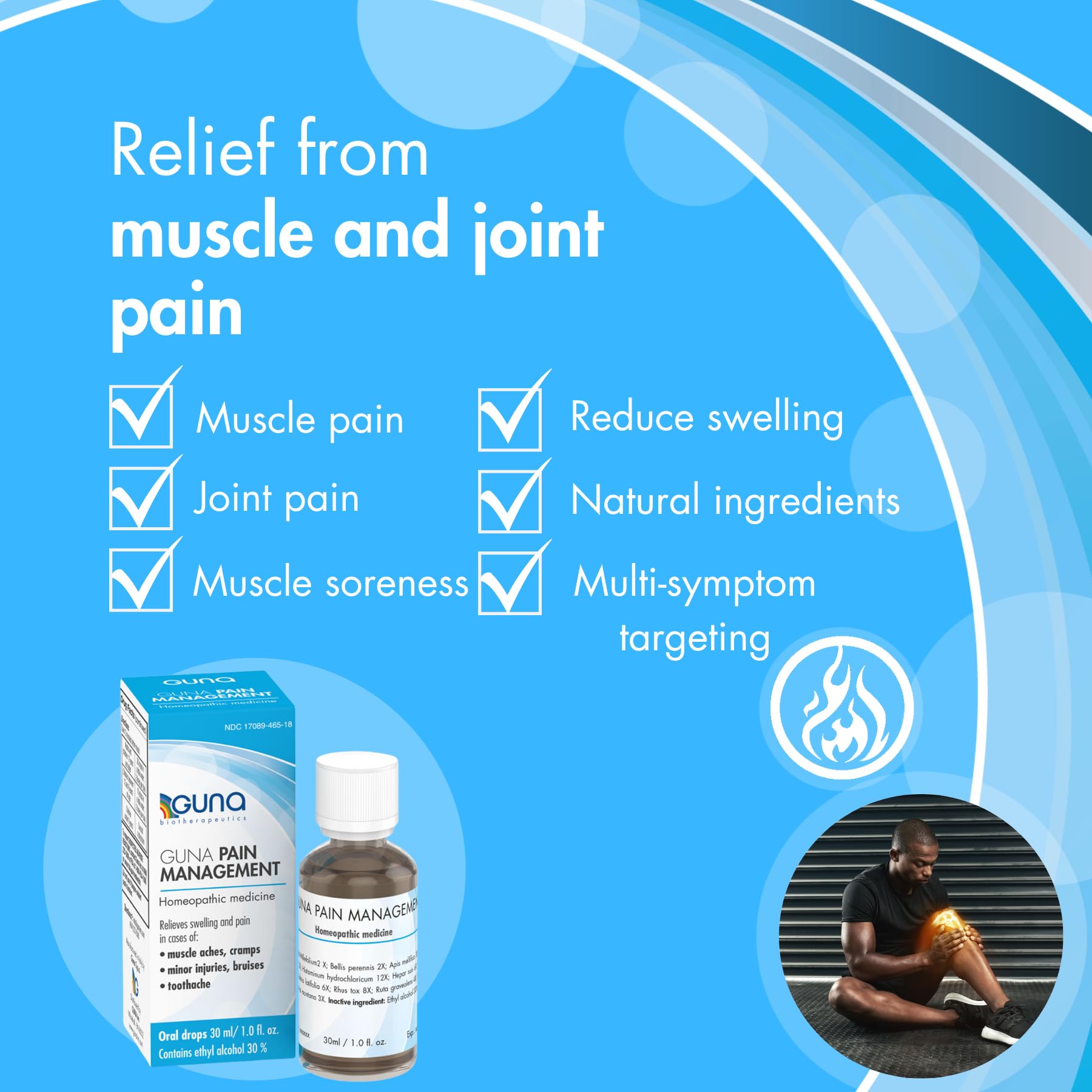 Guna Pain Management Relieves Muscle Pain, Muscle Soreness, Joint Pain, Swelling from Injuries & Bruises - 1 Ounce GUNA buy supplements canada