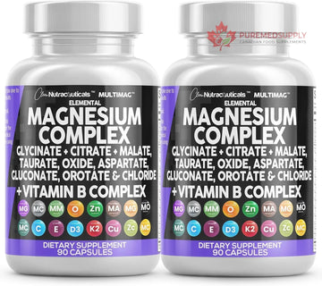 Clean Nutraceuticals Magnesium Complex with Magnesium Glycinate Citrate Malate Oxide Taurate Aspartate Orotate & Mag Chloride, Zinc Copper Manganese (90 Count (Pack of 2)) Clean Nutraceuticals buy supplements canada