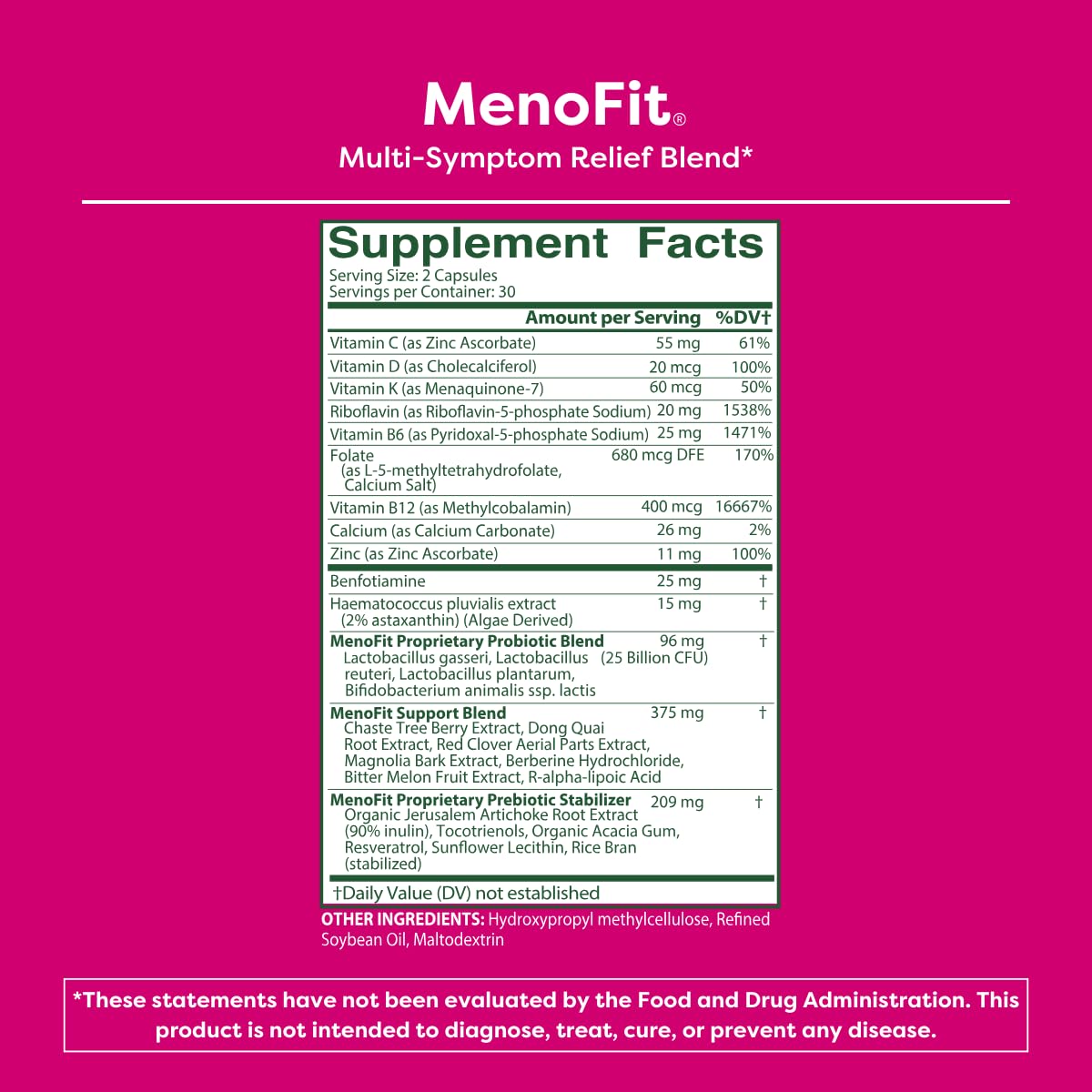 MENOLABS MenoFit, Menopause Supplements for Women - 60 Capsules - Advanced Women’s Probiotic with Vitamins and Red Clover for Gut Health, Hot Flashes and Hormone Balance for Women MENOLABS buy supplements canada