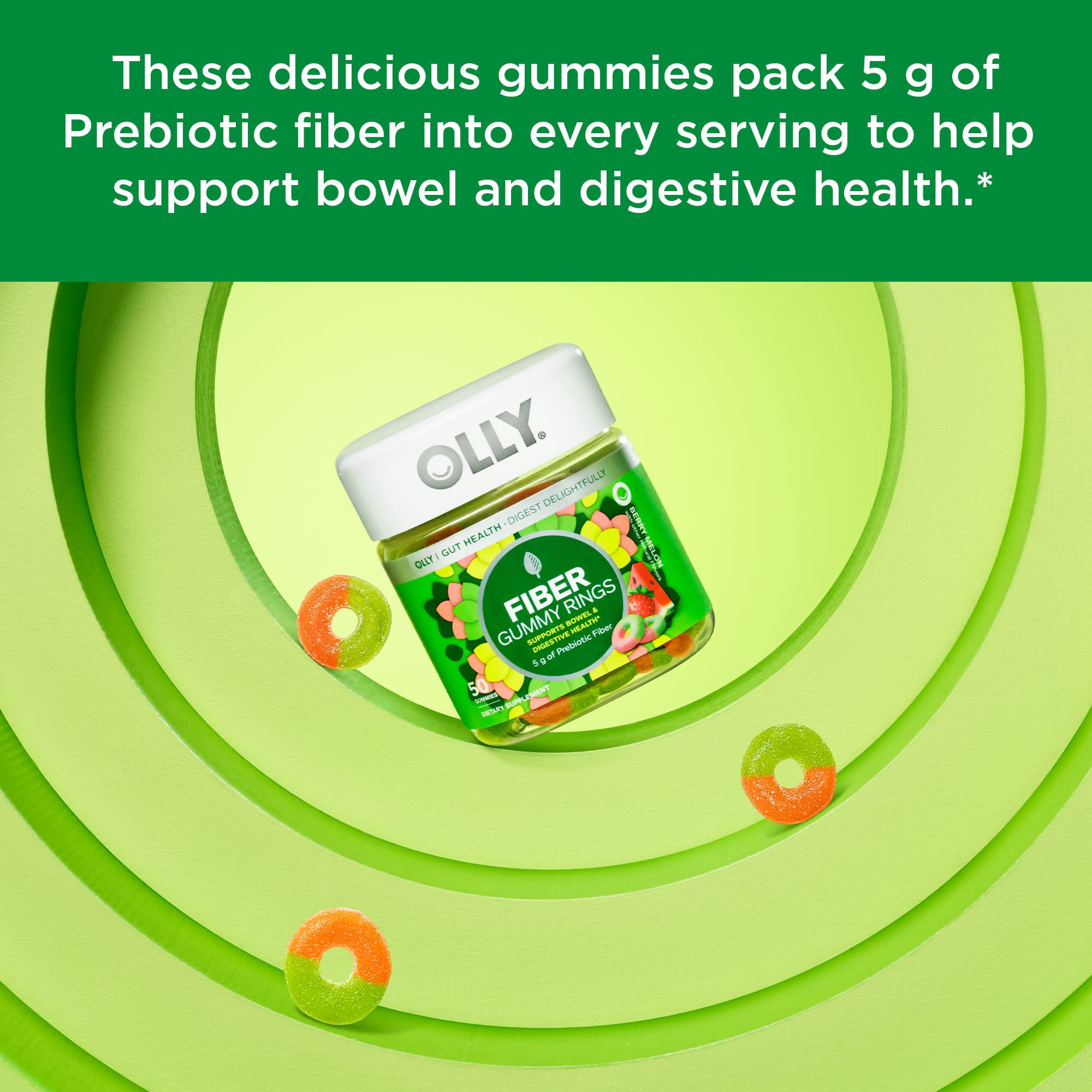 OLLY Fiber Gummy Rings, 5g Prebiotic Fiber, FOS (Fructo-oligosaccharides), Digestive OLLY buy supplements canada