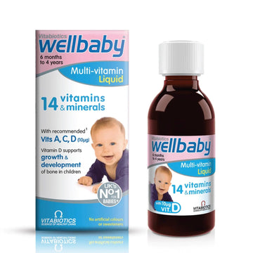 Vitabiotics Wellbaby Multi-Vitamin Liquid - Immune System Multivitamin for Infants and Babies Ages 6 Months to 4 Years - 150mL WELLBABY buy supplements canada