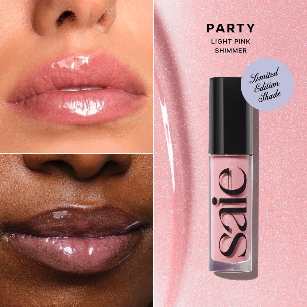 Saie Glossybounce High-Shine Hydrating Lip Gloss Oil - Sheer Tinted Lip Oil with Hyaluronic Acid + Jojoba Oil for Long-Lasting Moisture (.17 oz) (Disco + Bounce) Saie buy supplements canada