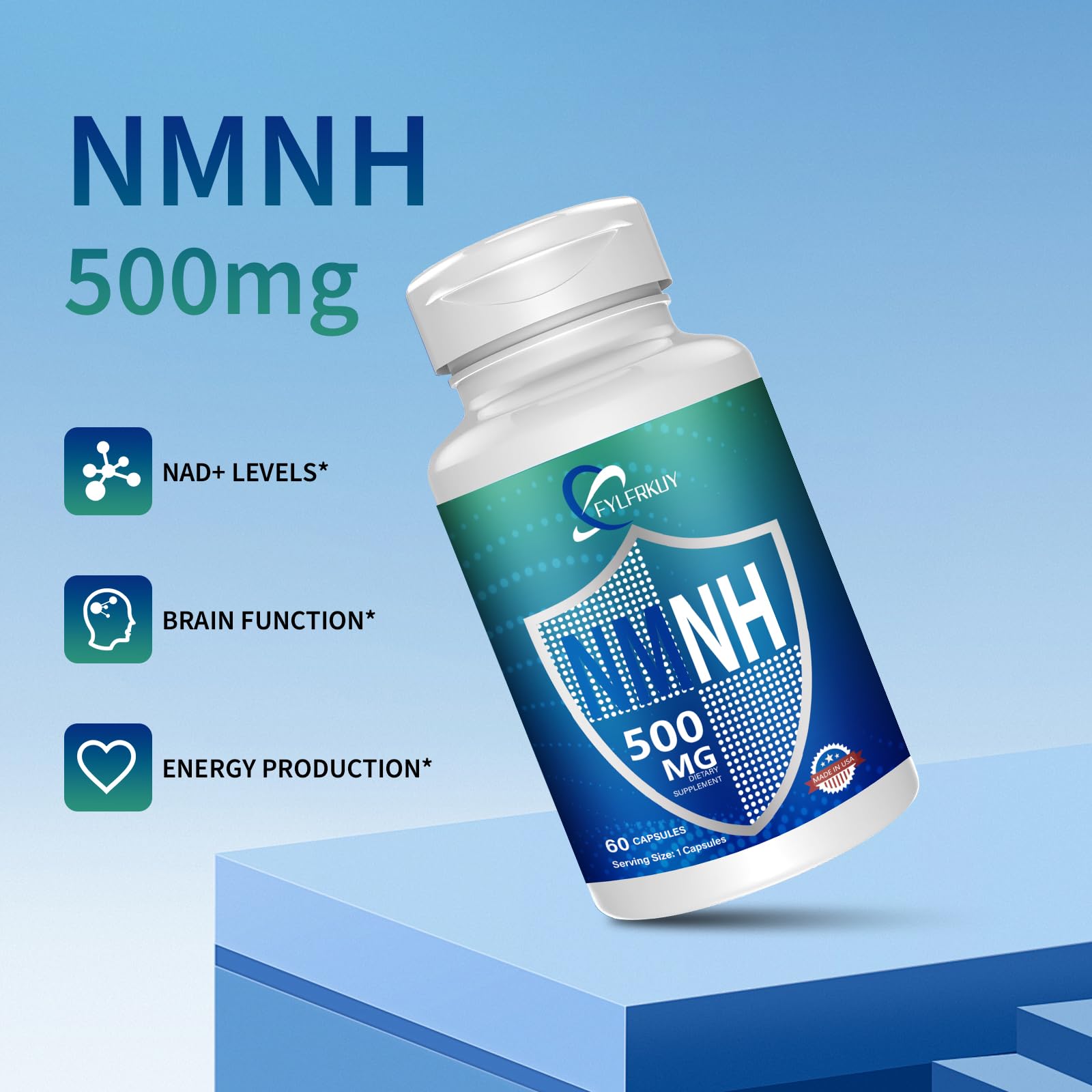FYLFRKUY New NMNH 500mg Per Serving (Dihydronicotinamide Mononucleotide), NAD 𝐒𝐮𝐩𝐩𝐥𝐞𝐦𝐞𝐧𝐭𝐬 Pure Organic, More Effective Than NMN for Anti-Aging, Energy, Immunity, Focus - 60 Count FYLFRKUY buy supplements canada