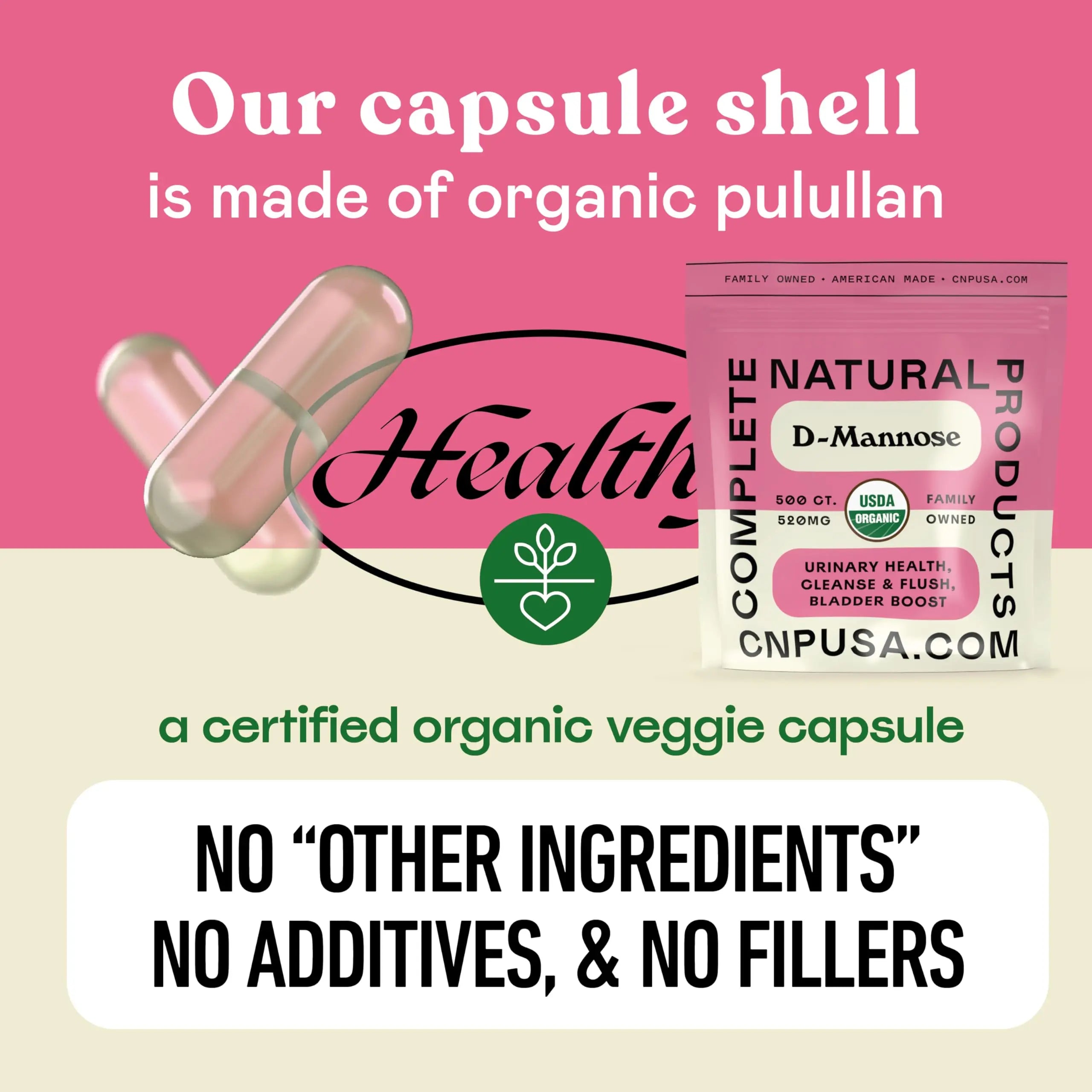 D Mannose 520mg Capsules - Organic D Mannose Supplement for UT Support, Urinary Tract Bladder Health Pills, Plant Based Formula, Vegan Non GMO, No Fillers, 500 Capsule Count Made USA Certified Kosher Complete Natural Products buy supplements canada