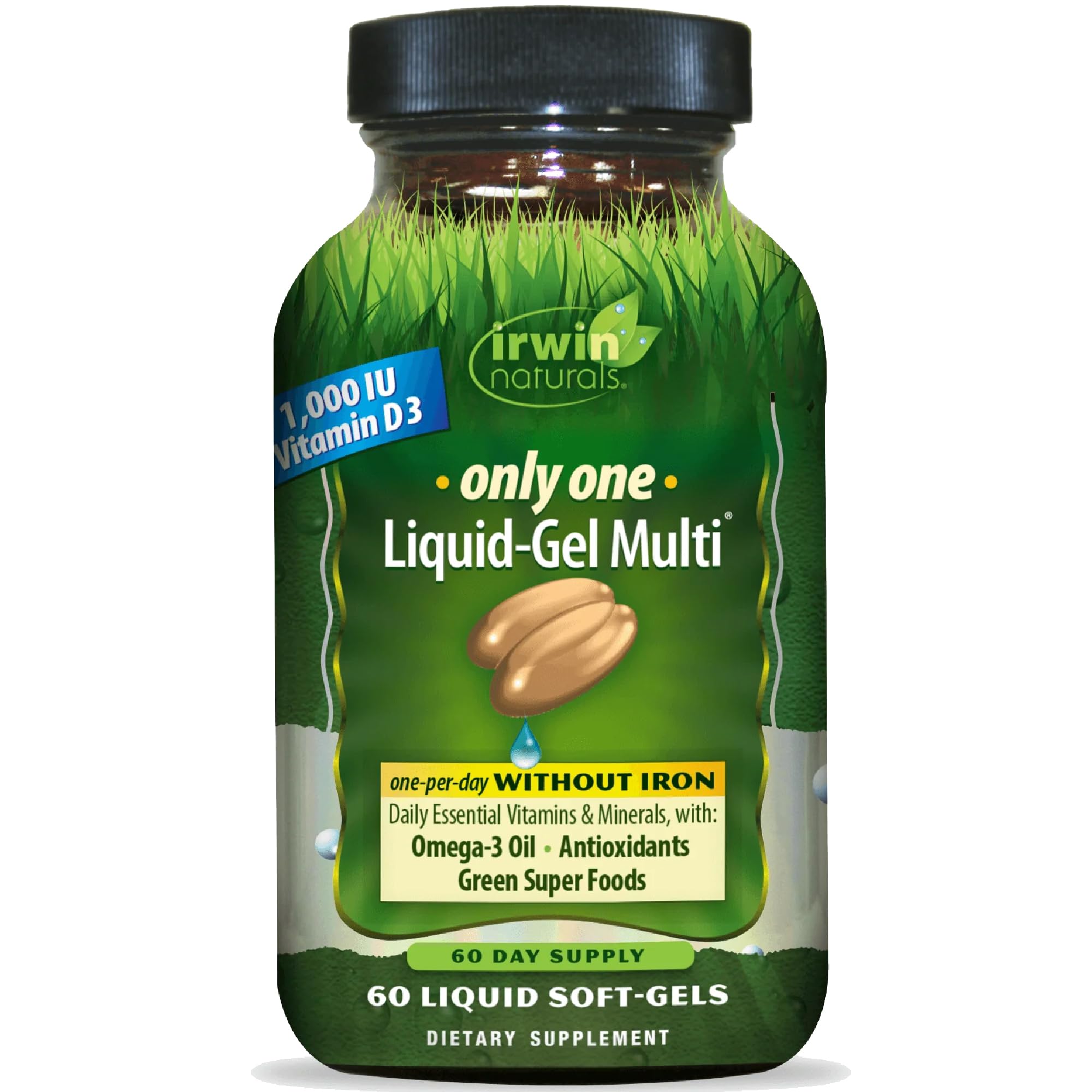 Irwin Naturals Only One Liquid-Gel Multi - 60 Liquid Softgels - No Iron Daily Essential Vitamins, Minerals, Antioxidants, Omega-3 & Green Super Foods Irwin Naturals buy supplements canada
