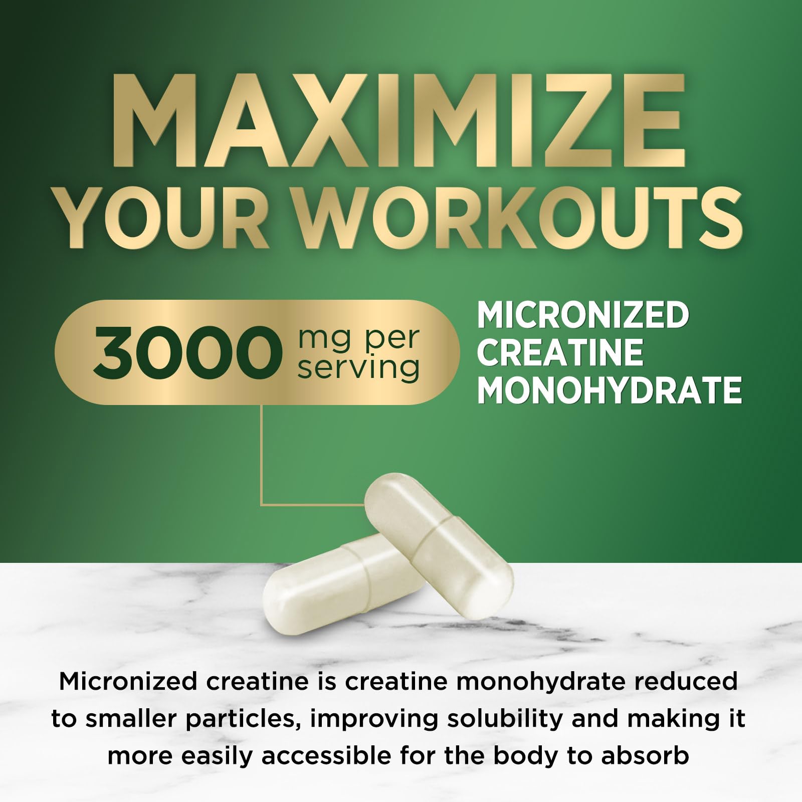 Creatine Monohydrate Capsules 3000mg Per Serving – Micronized Creatine Powder - Supports Lean Muscle, Strength, Energy, & Endurance - Nature's Supplement, Non-GMO, Bottled in USA - 120 Capsules Nature's Nutrition buy supplements canada