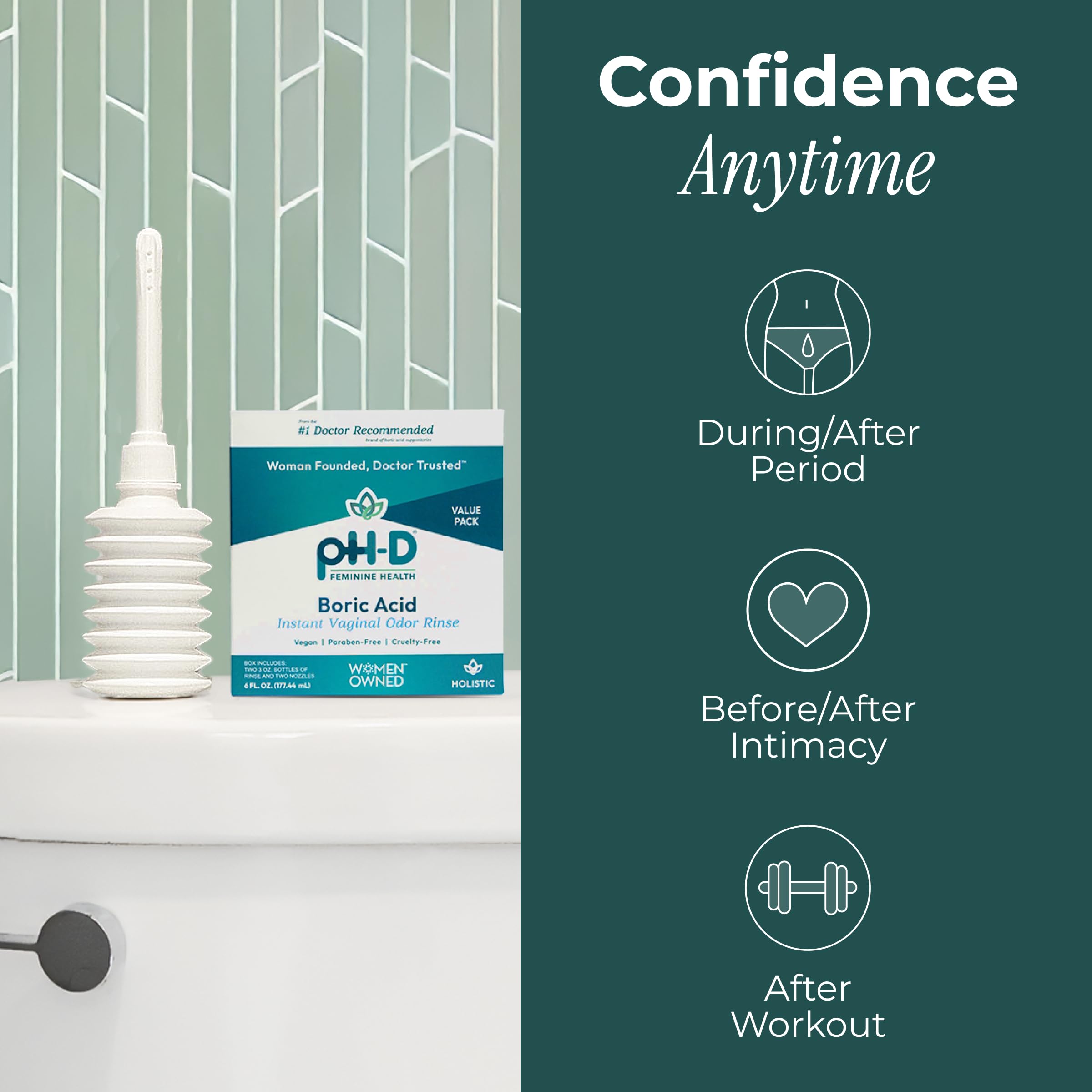 pH-D Feminine Health Support - Instant Odor Rinse with Boric Acid for Vaginal Odor - Vegan, Paraben-Free, Cruelty-Free, 6 Fl Oz Total, (3 Fl Oz, Pack of 2) pH-D Feminine Health Support buy supplements canada