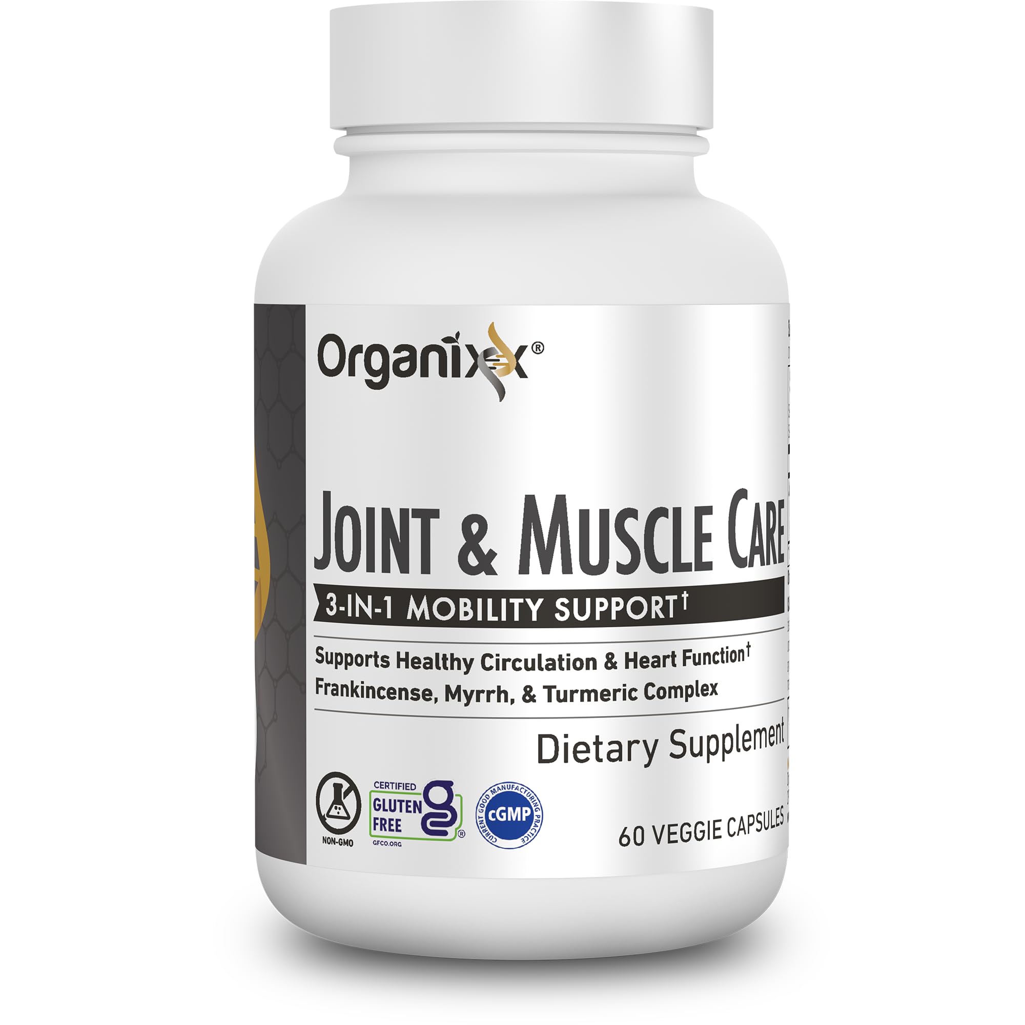 Organixx Joint & Muscle Care Organic Turmeric Supplement, 3-in-1 Frankincense, Turmeric and Myrrh Joint Health & Joint Support Supplement Body Care Capsules, Supports Swelling, Tension, 60 Capsules Organixx buy supplements canada
