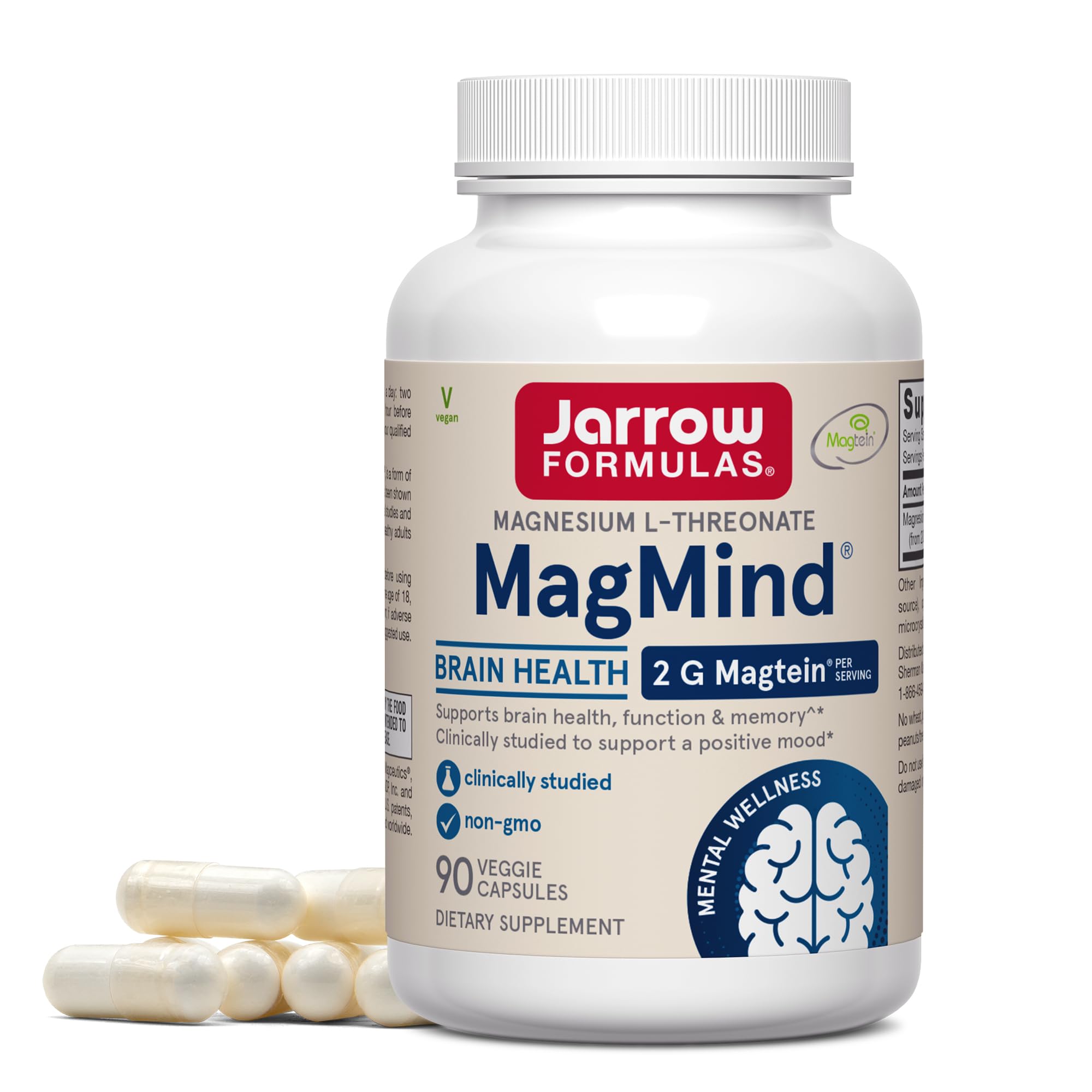 Jarrow Formulas Magnesium L-Threonate, MagMind Magtein Magnesium Supplement, Supplements for Memory Support, 90 Veggie Capsules Jarrow Formulas buy supplements canada