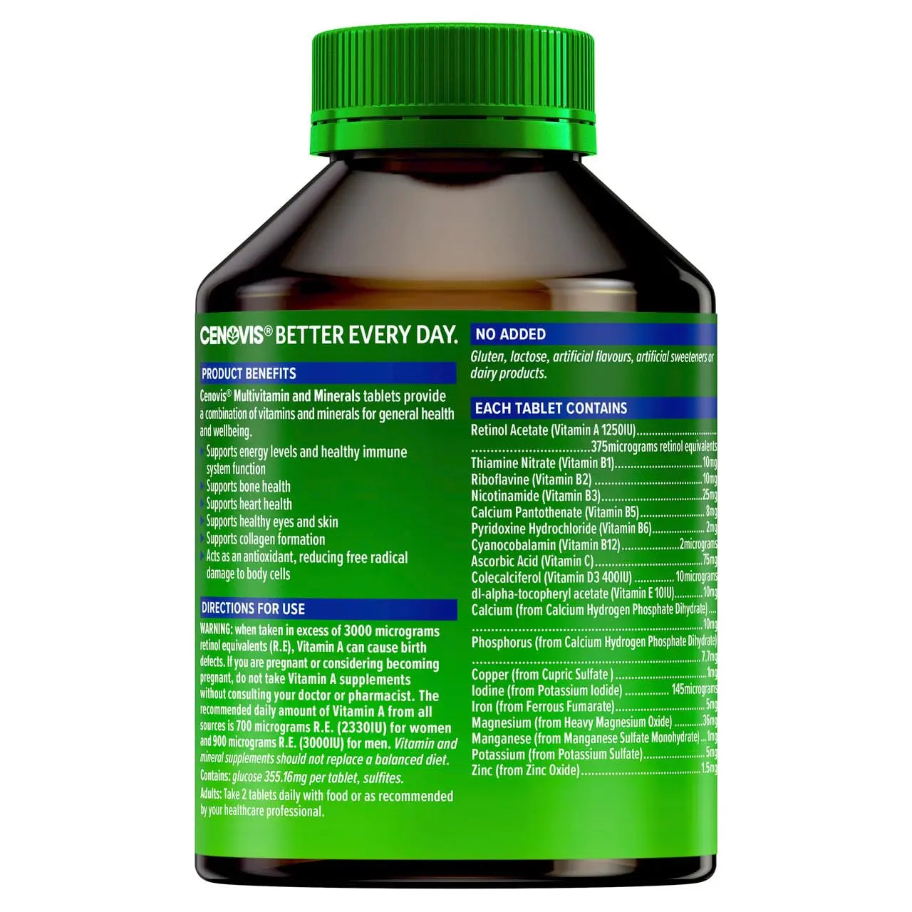 Cenovis Multivitamin and Minerals 200 Tablets Cenovis buy supplements canada